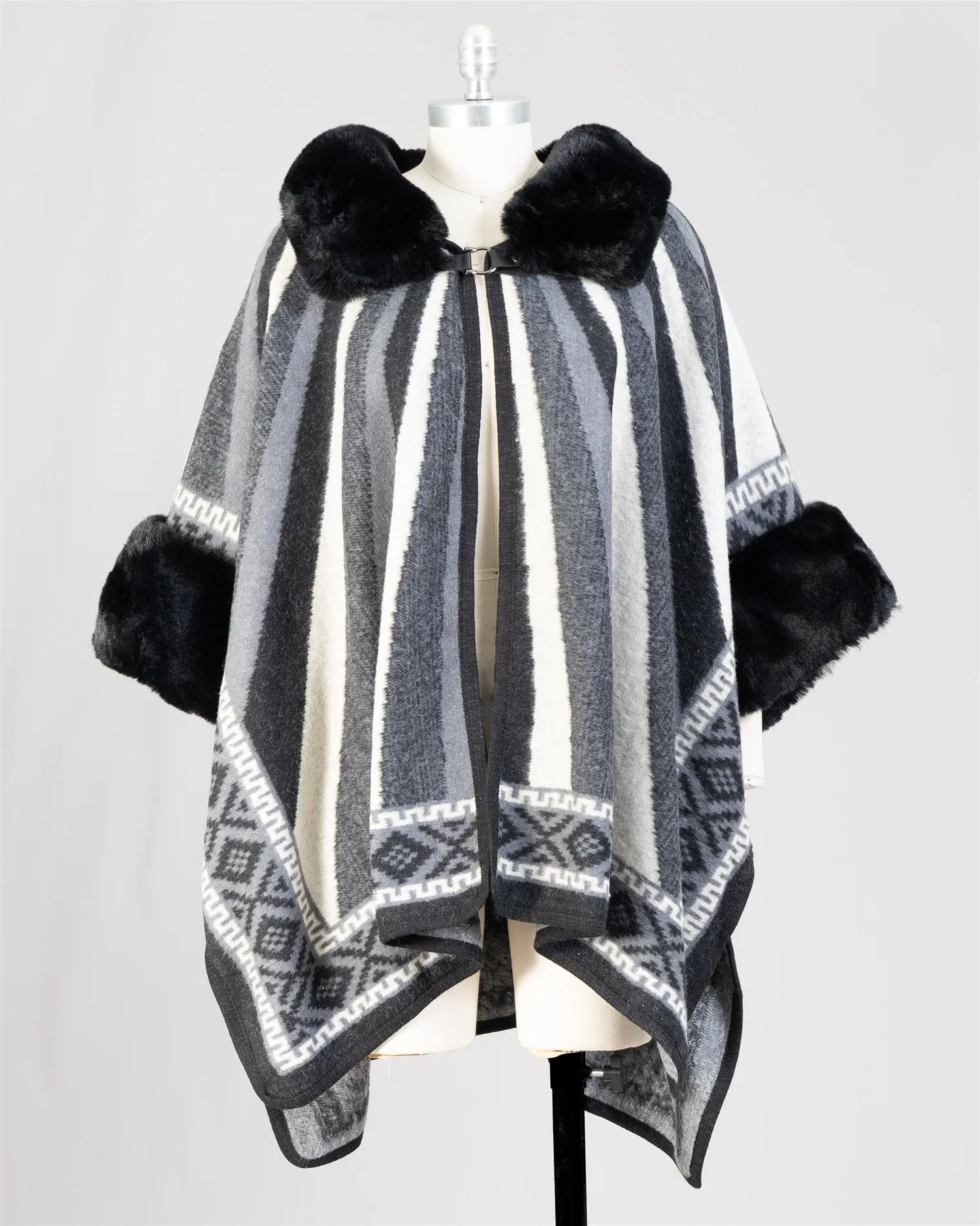 Fashion A100 Faux Fur Trim Cape