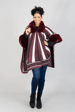 Fashion A100 Faux Fur Trim Cape