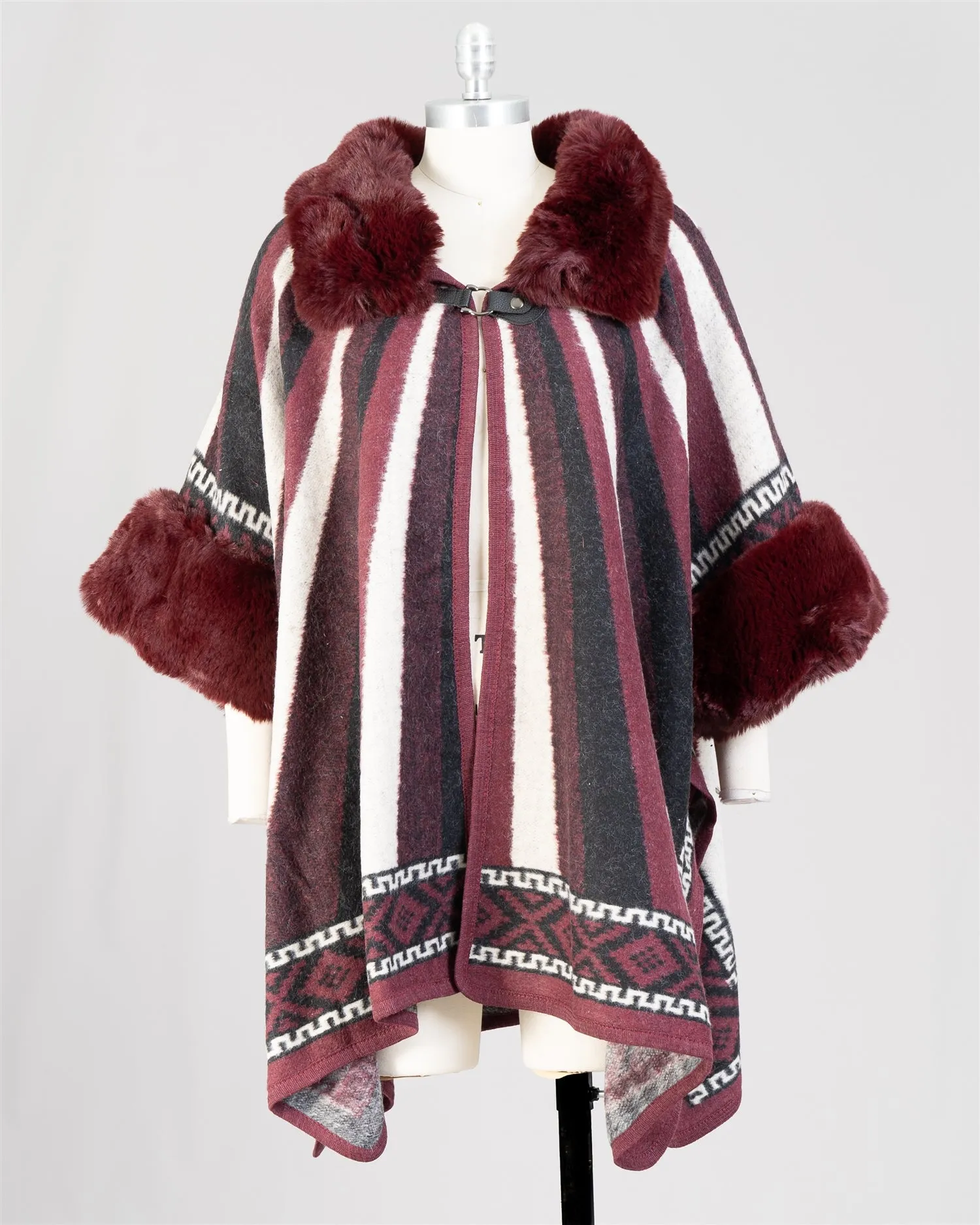 Fashion A100 Faux Fur Trim Cape