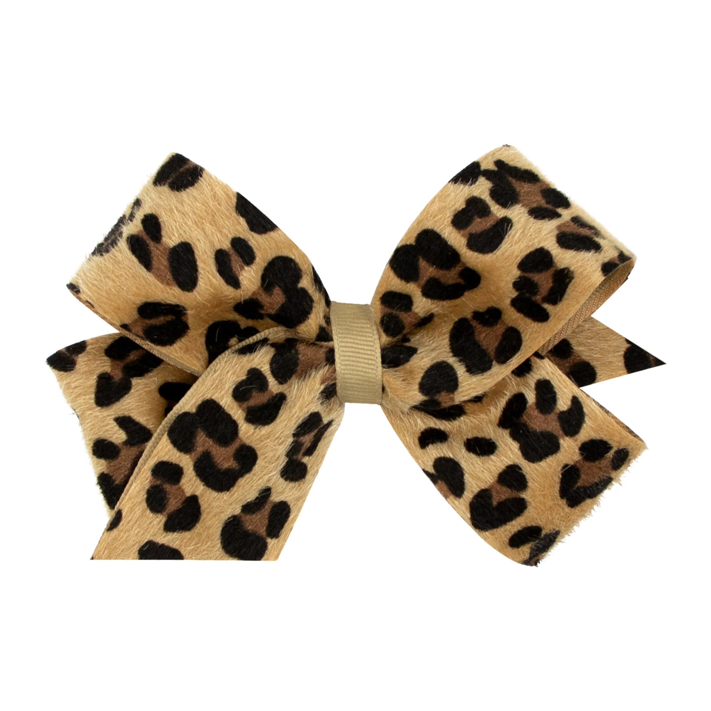 Faux Leopard with Grosgrain Hair Bow on Clippie
