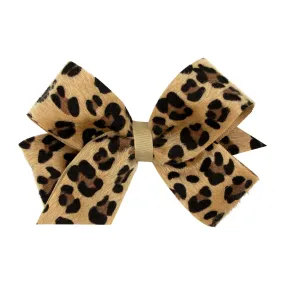 Faux Leopard with Grosgrain Hair Bow on Clippie