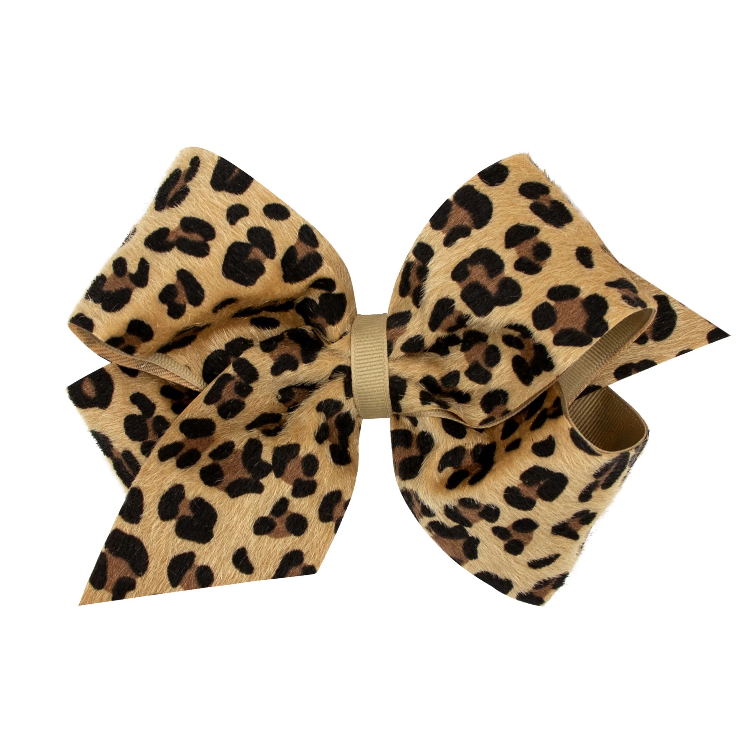 Faux Leopard with Grosgrain Hair Bow on Clippie
