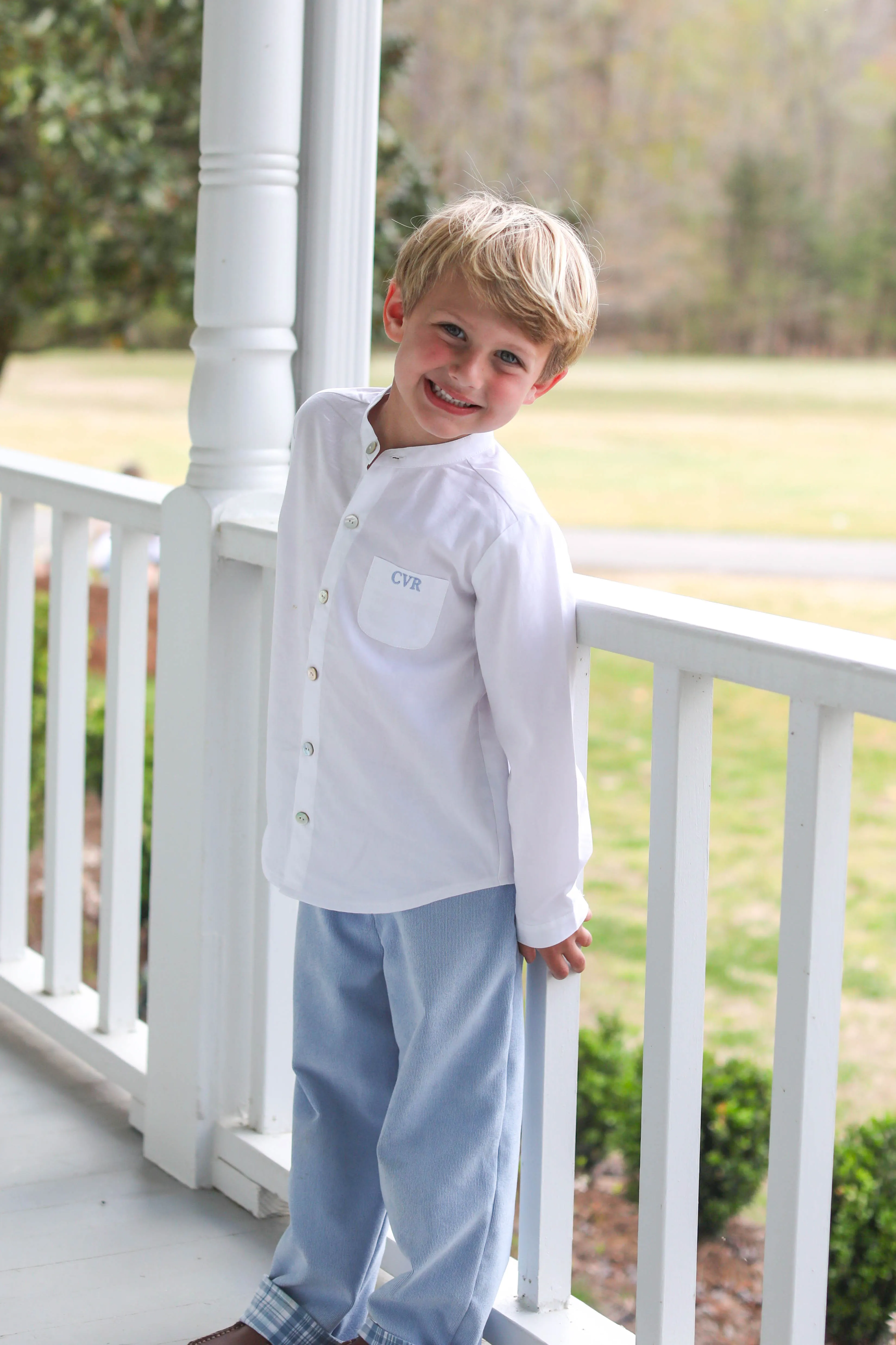 Ford Reversible Pants in Santorini Plaid/Cambridge Blue Non-Wrinkle Corduroy