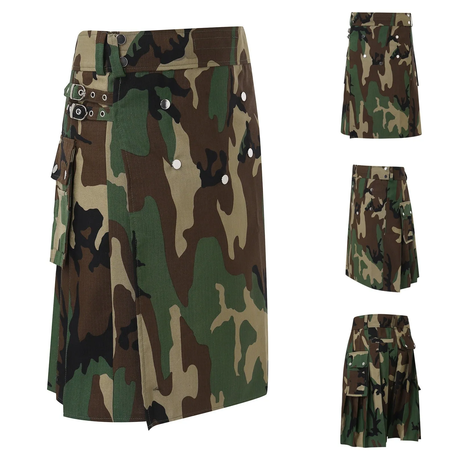 Funki Buys | Skirts | Men's Gothic Punk Pleated Pocket Kilts