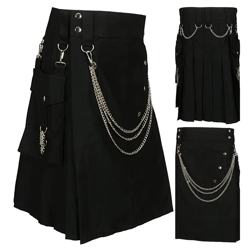 Funki Buys | Skirts | Men's Gothic Punk Pleated Pocket Kilts