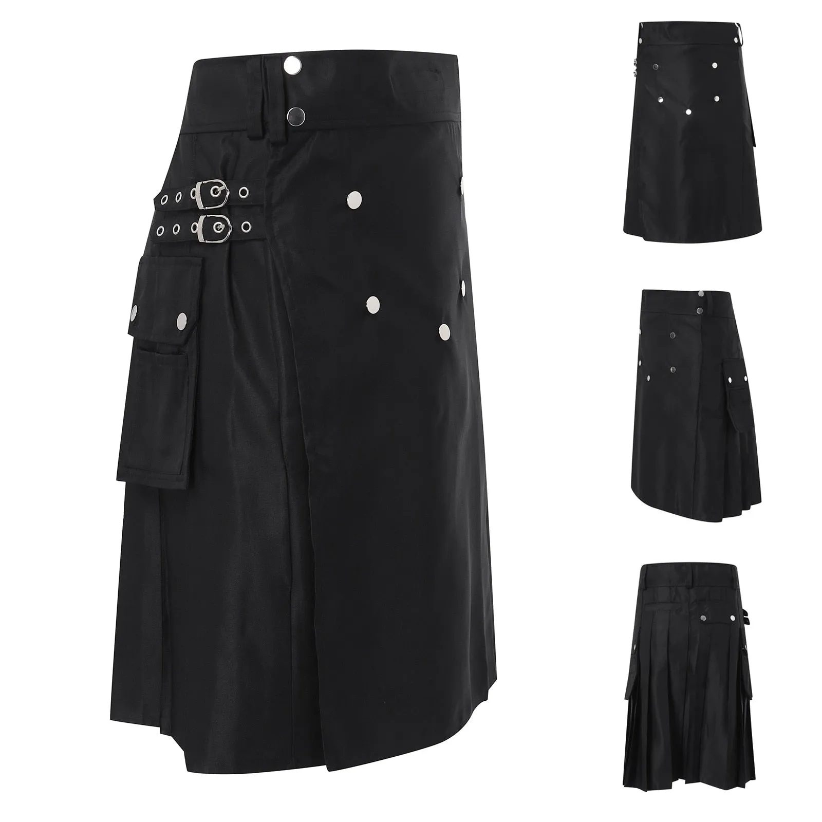 Funki Buys | Skirts | Men's Gothic Punk Pleated Pocket Kilts