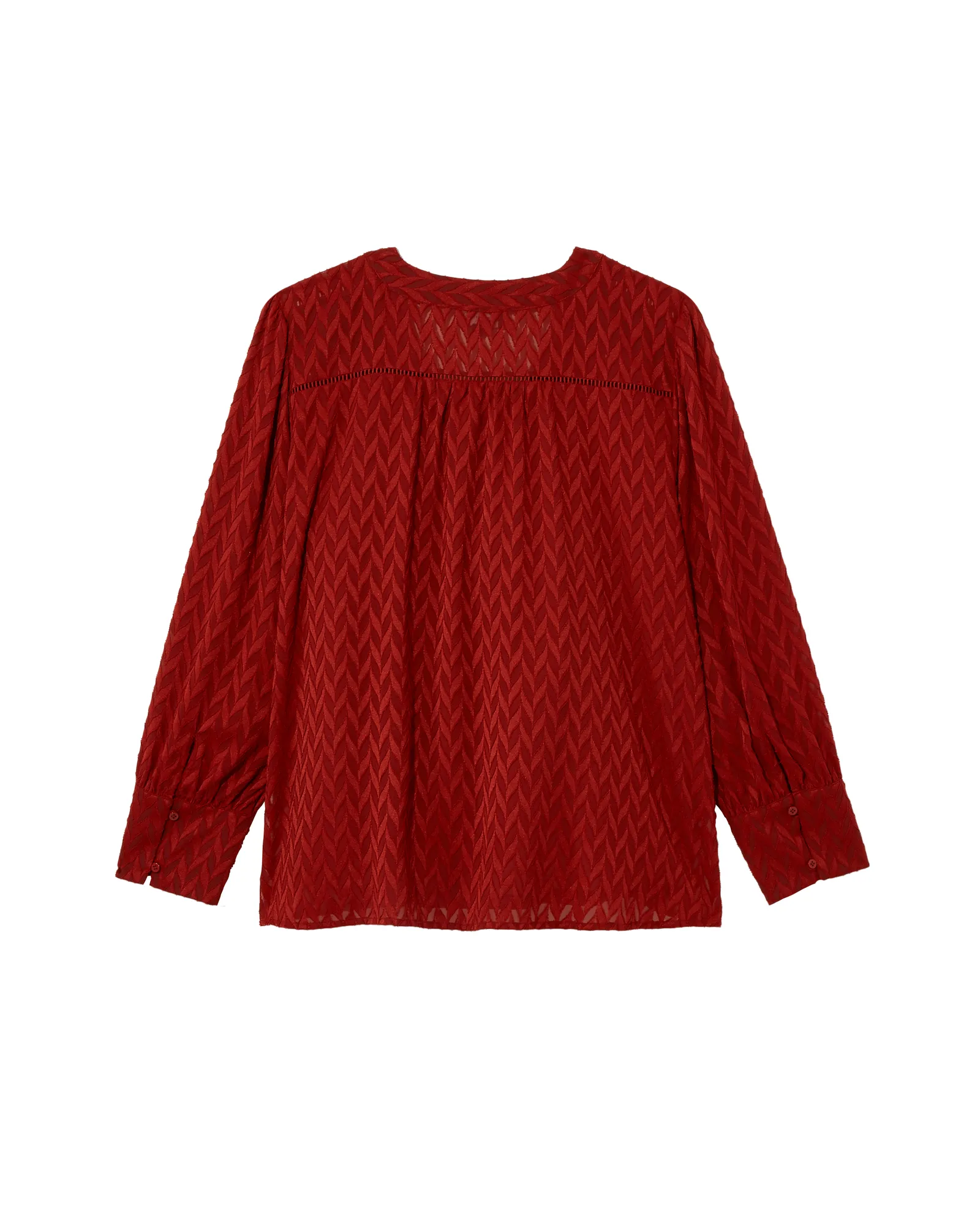 Georgina Long Sleeve V-Neck Button Down with Wide Cuff Detail | Burgundy