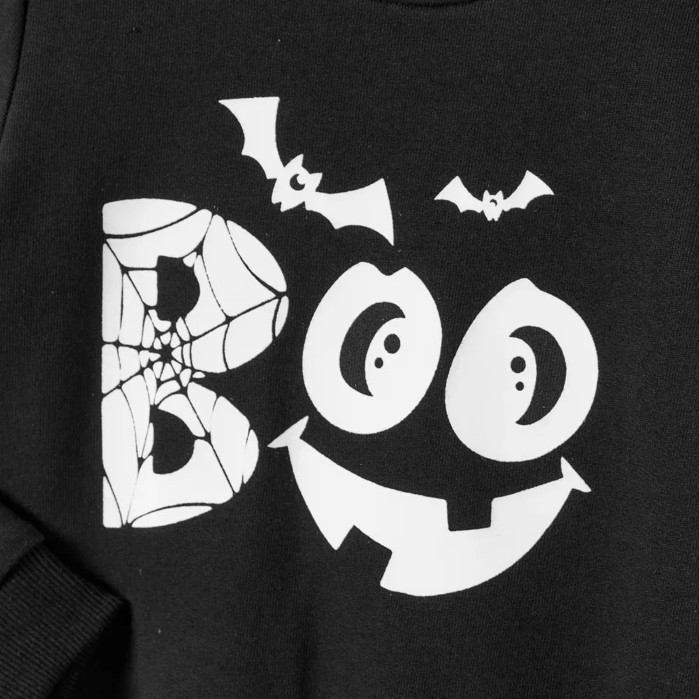 Glowing Family Matching Dress for Halloween Boo Pumpkin Skull Long-Sleeve Outfits