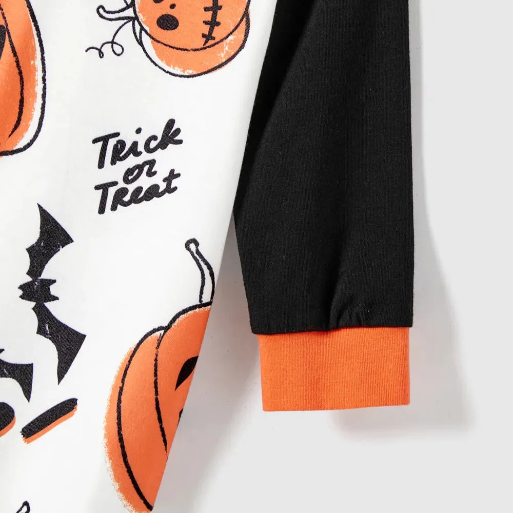 Glowing Family Matching Dress for Halloween Boo Pumpkin Skull Long-Sleeve Outfits