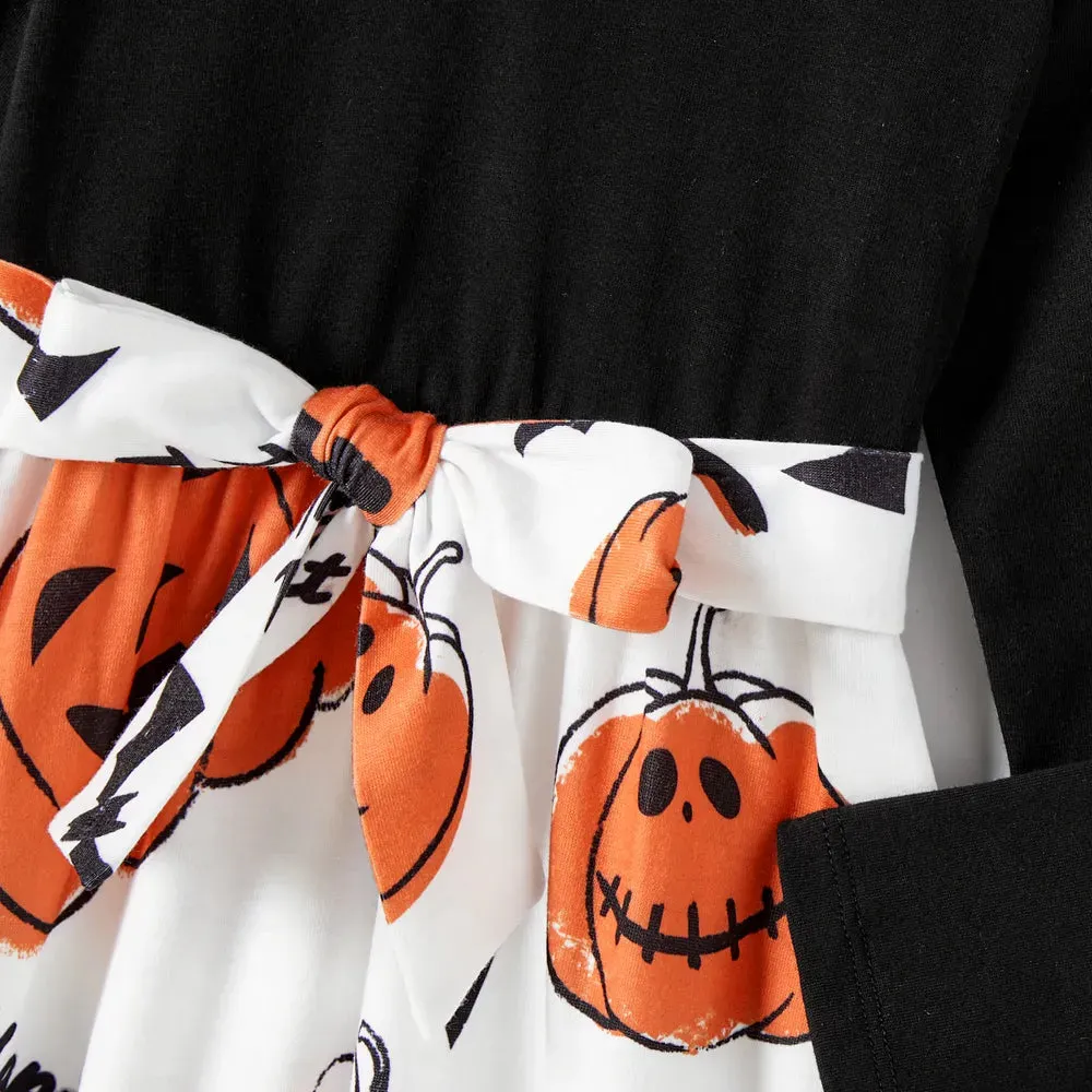 Glowing Family Matching Dress for Halloween Boo Pumpkin Skull Long-Sleeve Outfits
