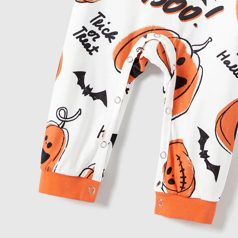 Glowing Family Matching Dress for Halloween Boo Pumpkin Skull Long-Sleeve Outfits