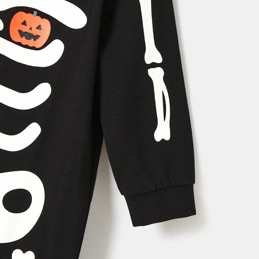 Glowing Family Matching Dress for Halloween Boo Pumpkin Skull Long-Sleeve Outfits