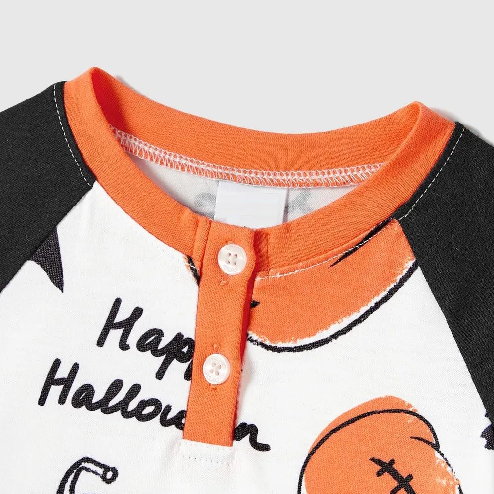 Glowing Family Matching Dress for Halloween Boo Pumpkin Skull Long-Sleeve Outfits