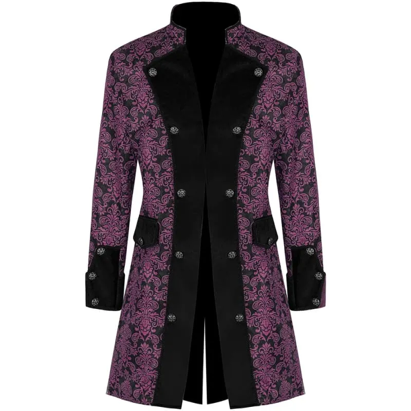 Gold and Black Floral Mens Medieval Coat Steampunk Jacket