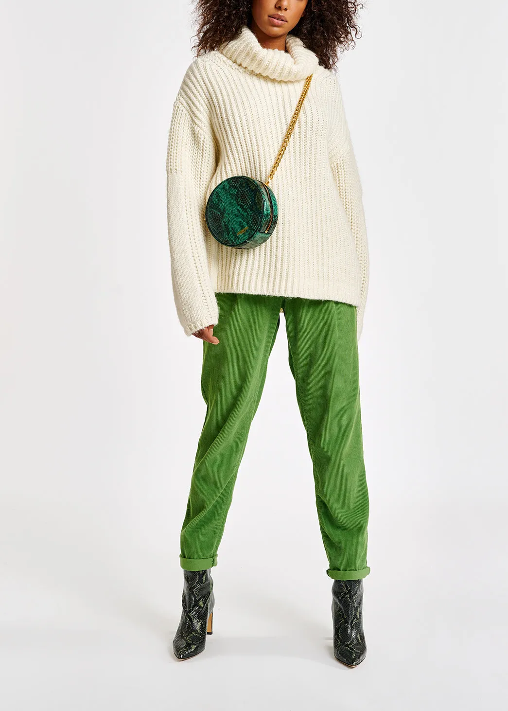 Green cotton-corduroy pants