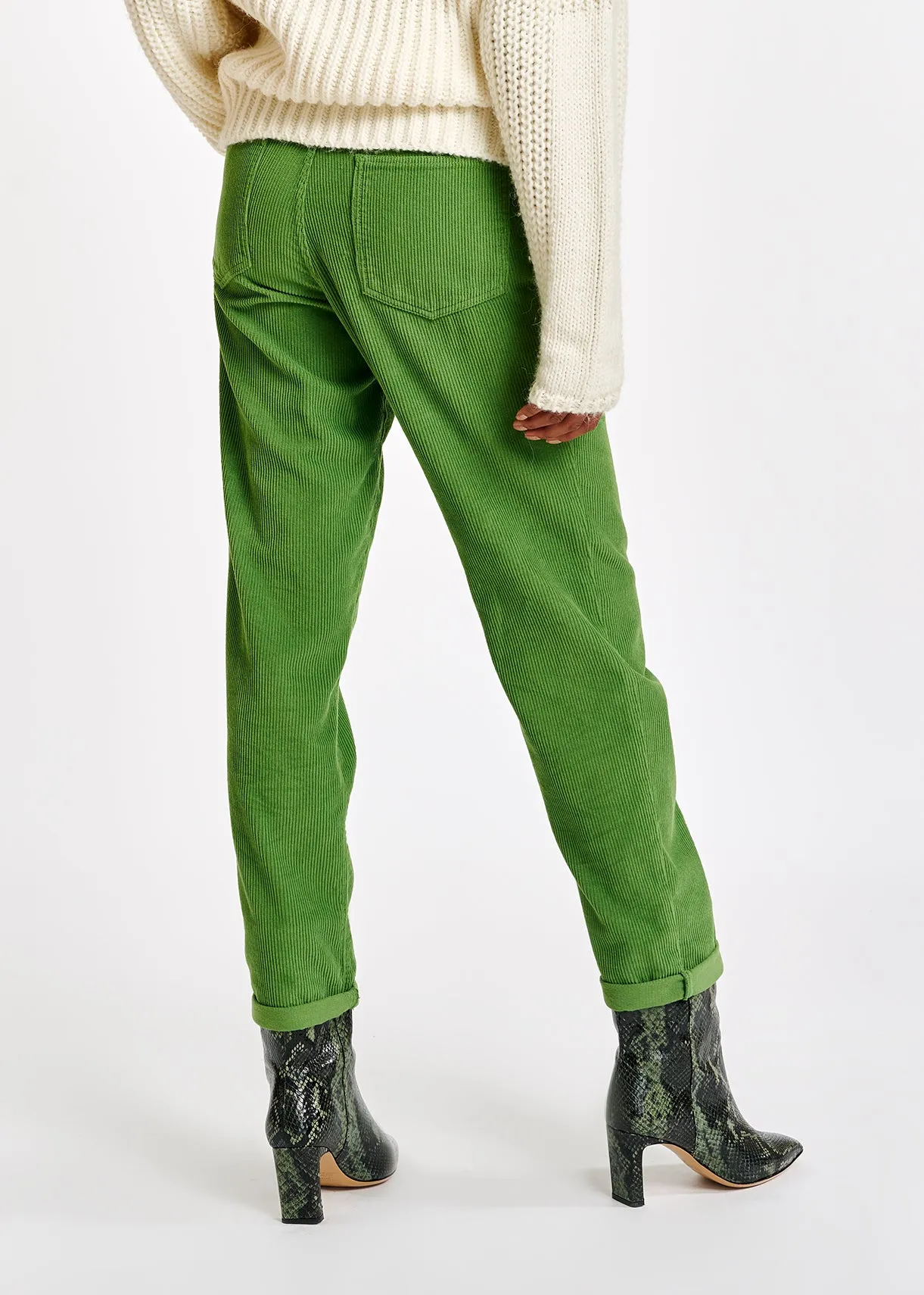 Green cotton-corduroy pants
