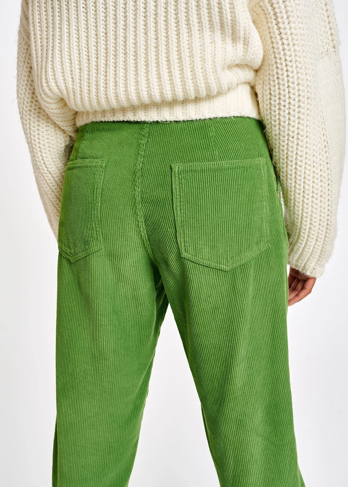 Green cotton-corduroy pants
