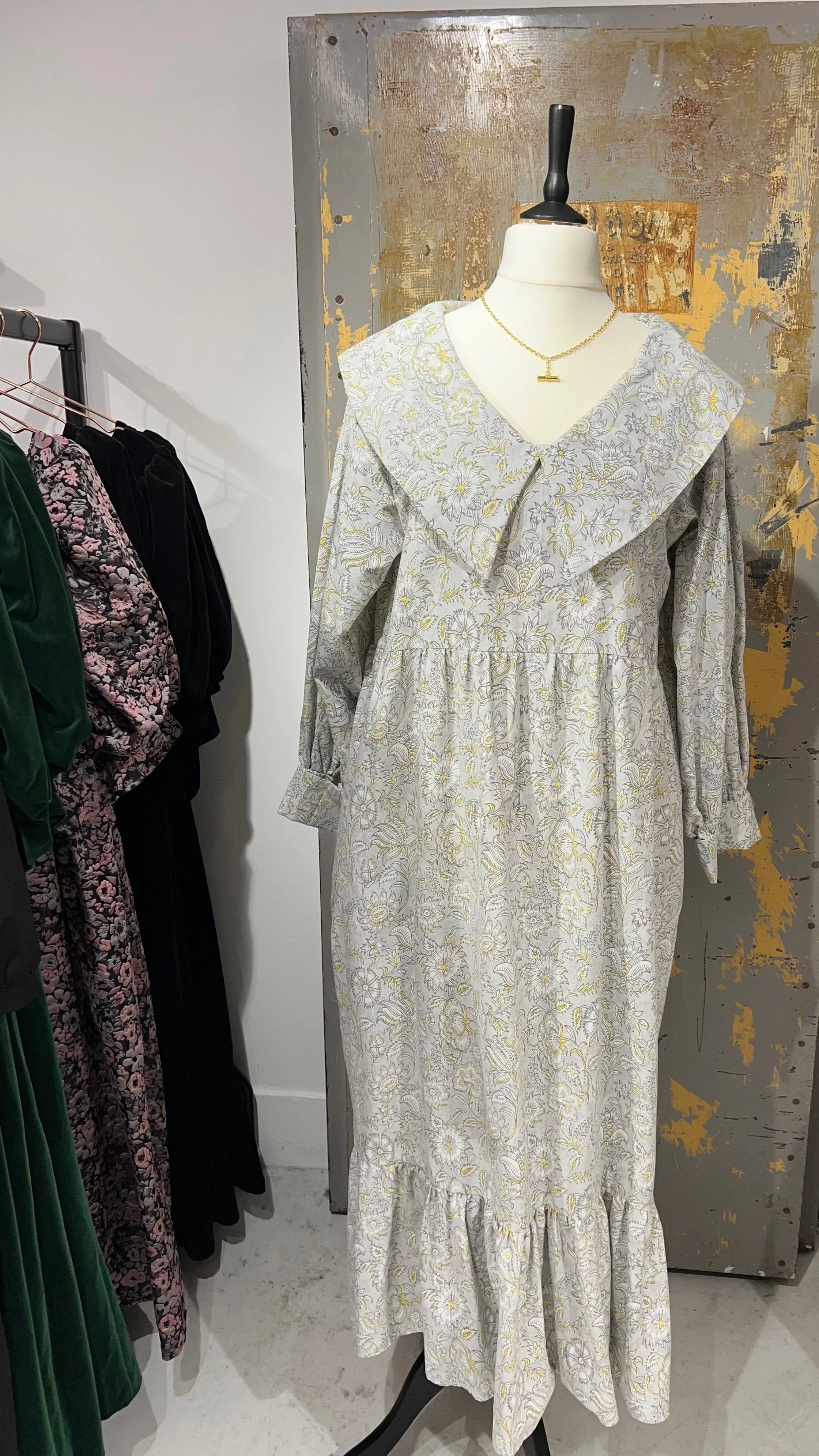 Grey and Yellow Paisley Wilton Dress by Made by SJP