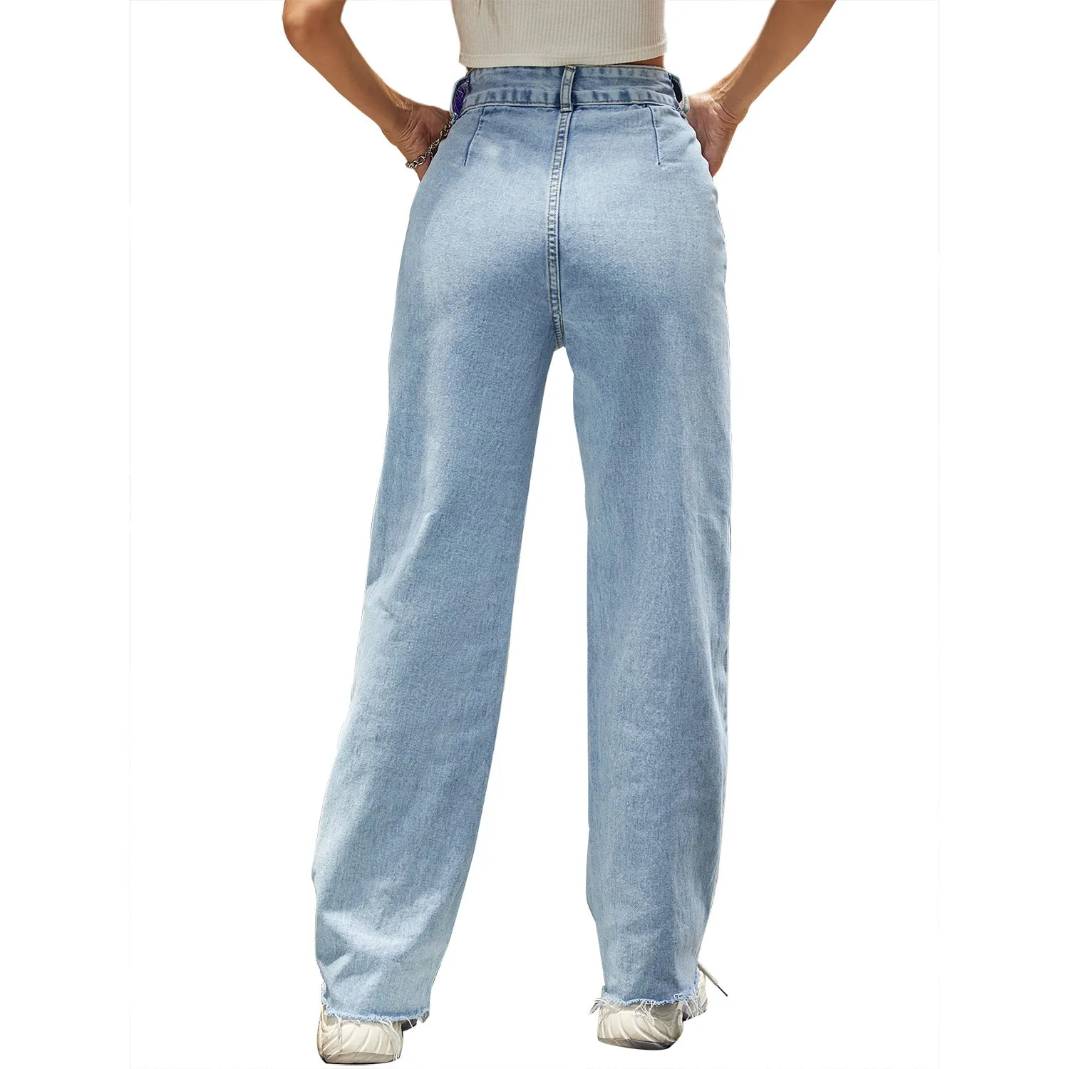 High Waist Long Straight Wide-Leg Pants Jeans Wholesale