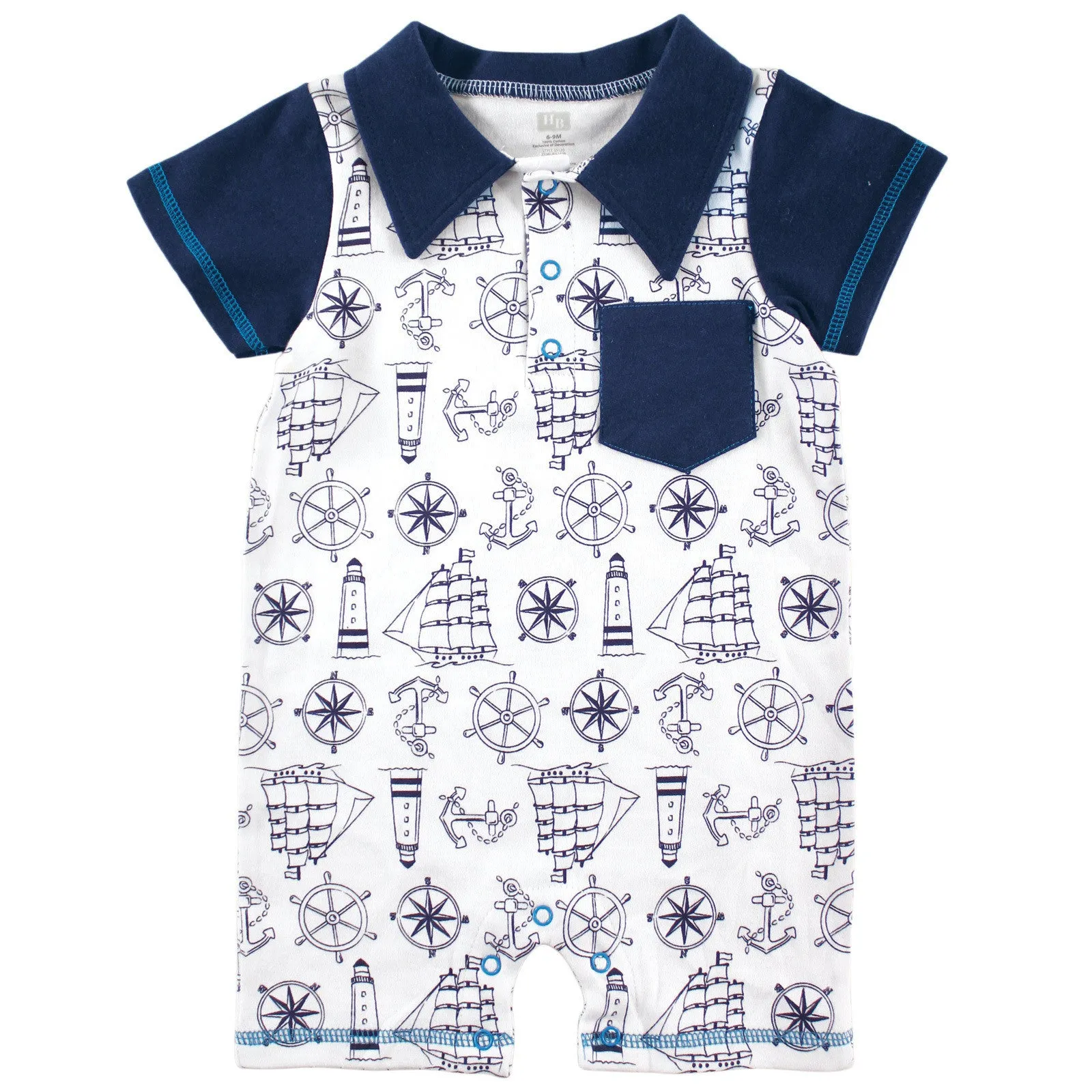 Hudson Baby Cotton Romper, Nautical