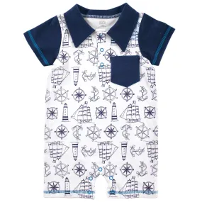 Hudson Baby Cotton Romper, Nautical