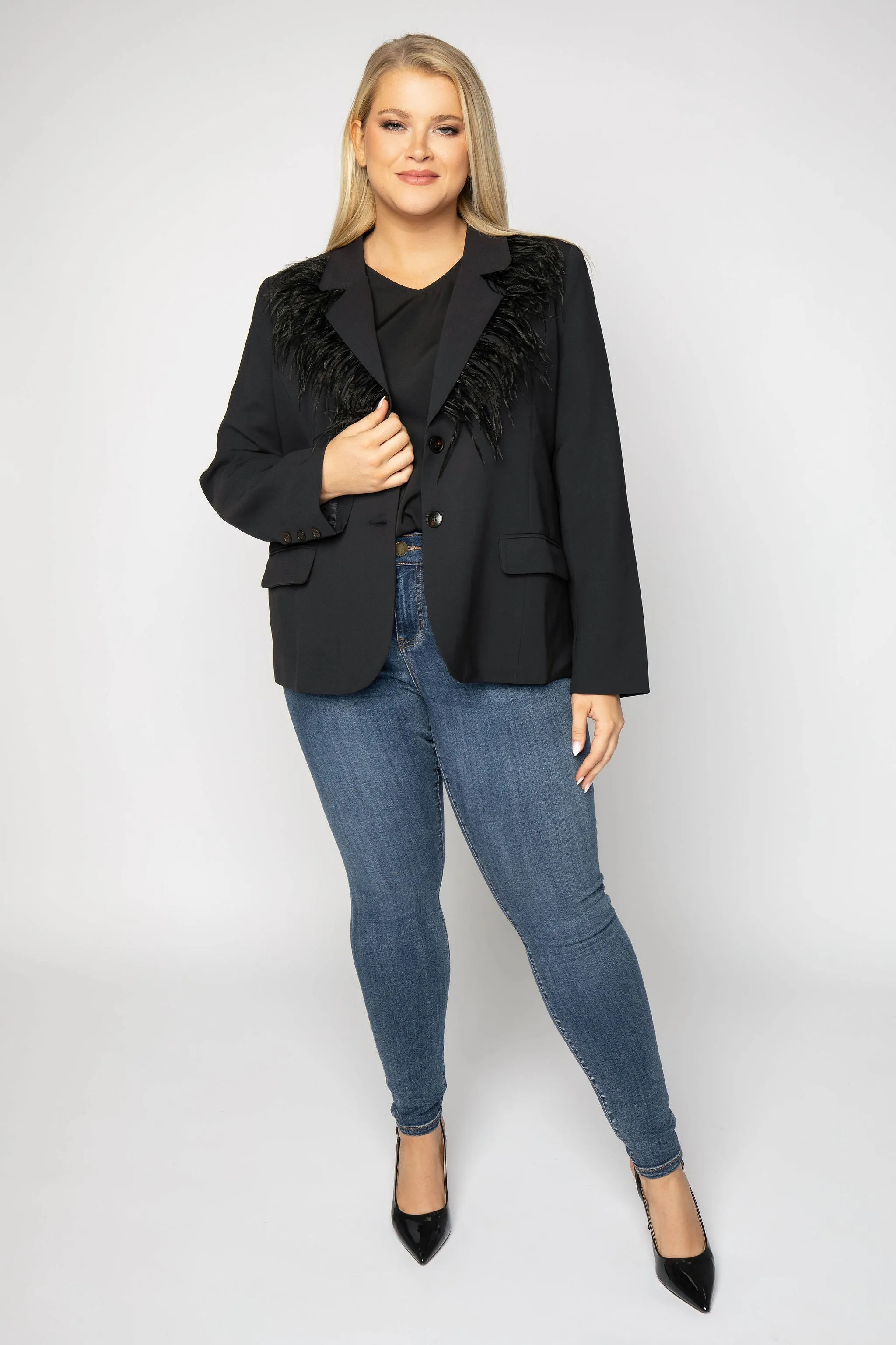 JANE FEATHERED BLAZER JACKET
