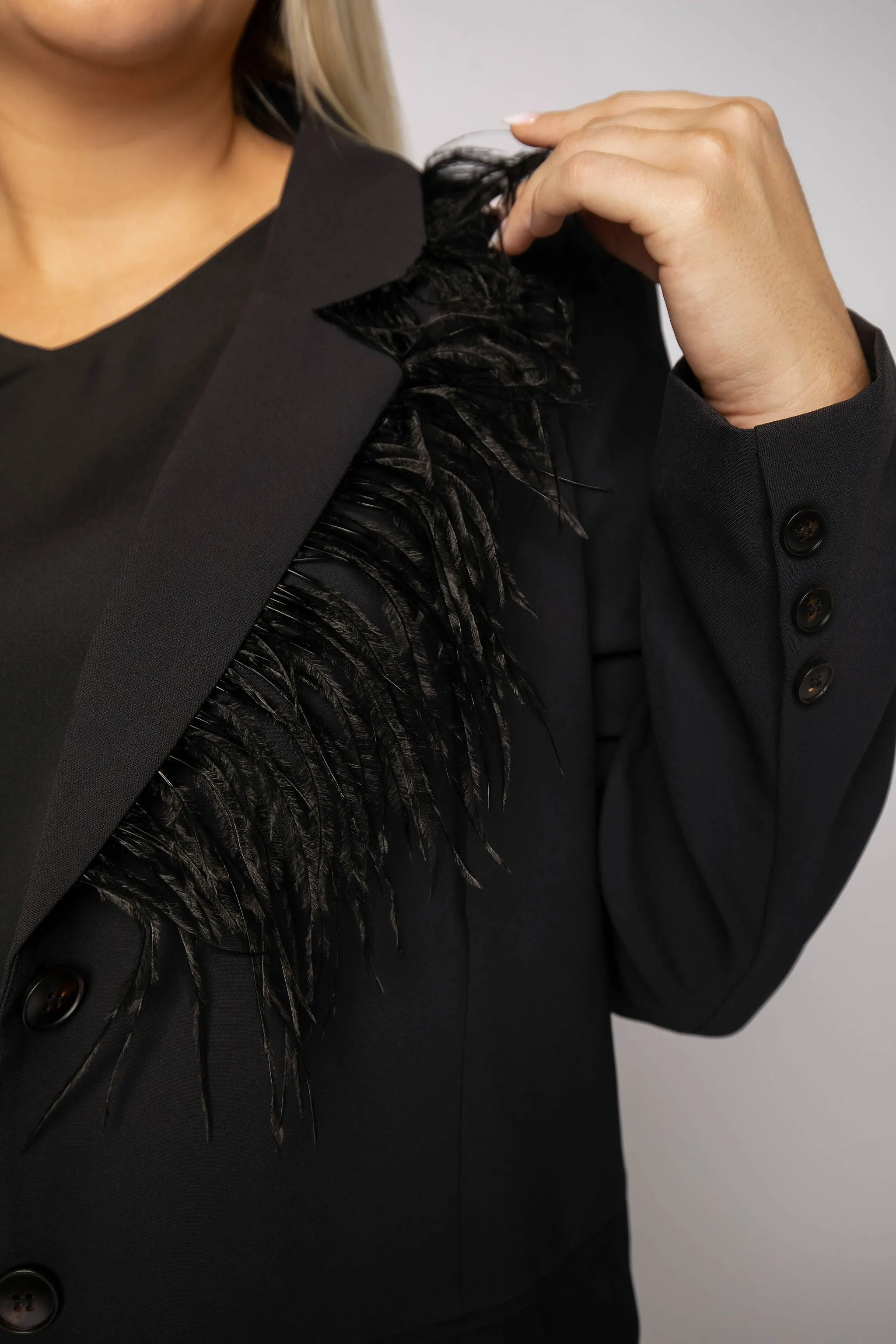 JANE FEATHERED BLAZER JACKET