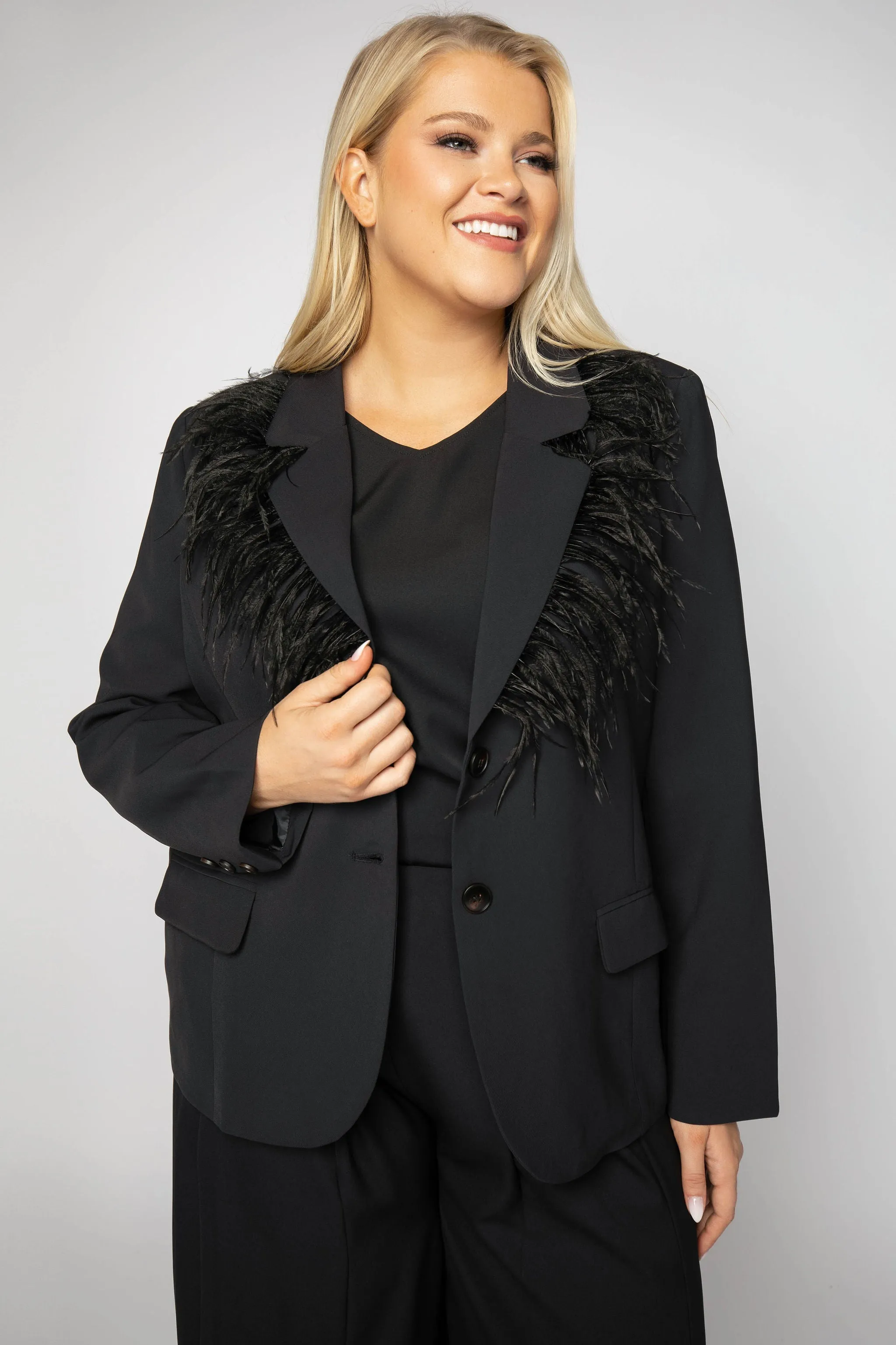 JANE FEATHERED BLAZER JACKET