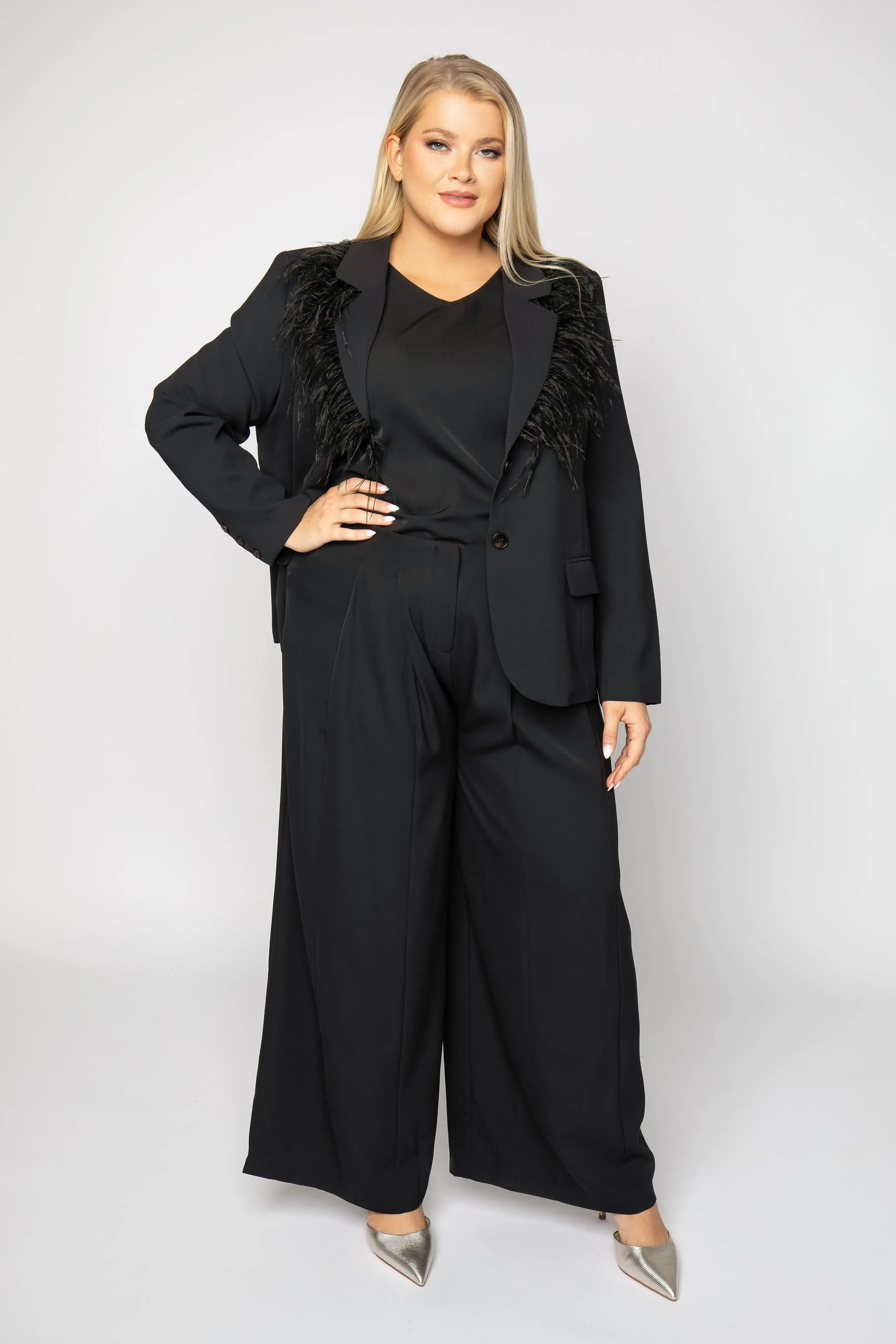 JANE FEATHERED BLAZER JACKET