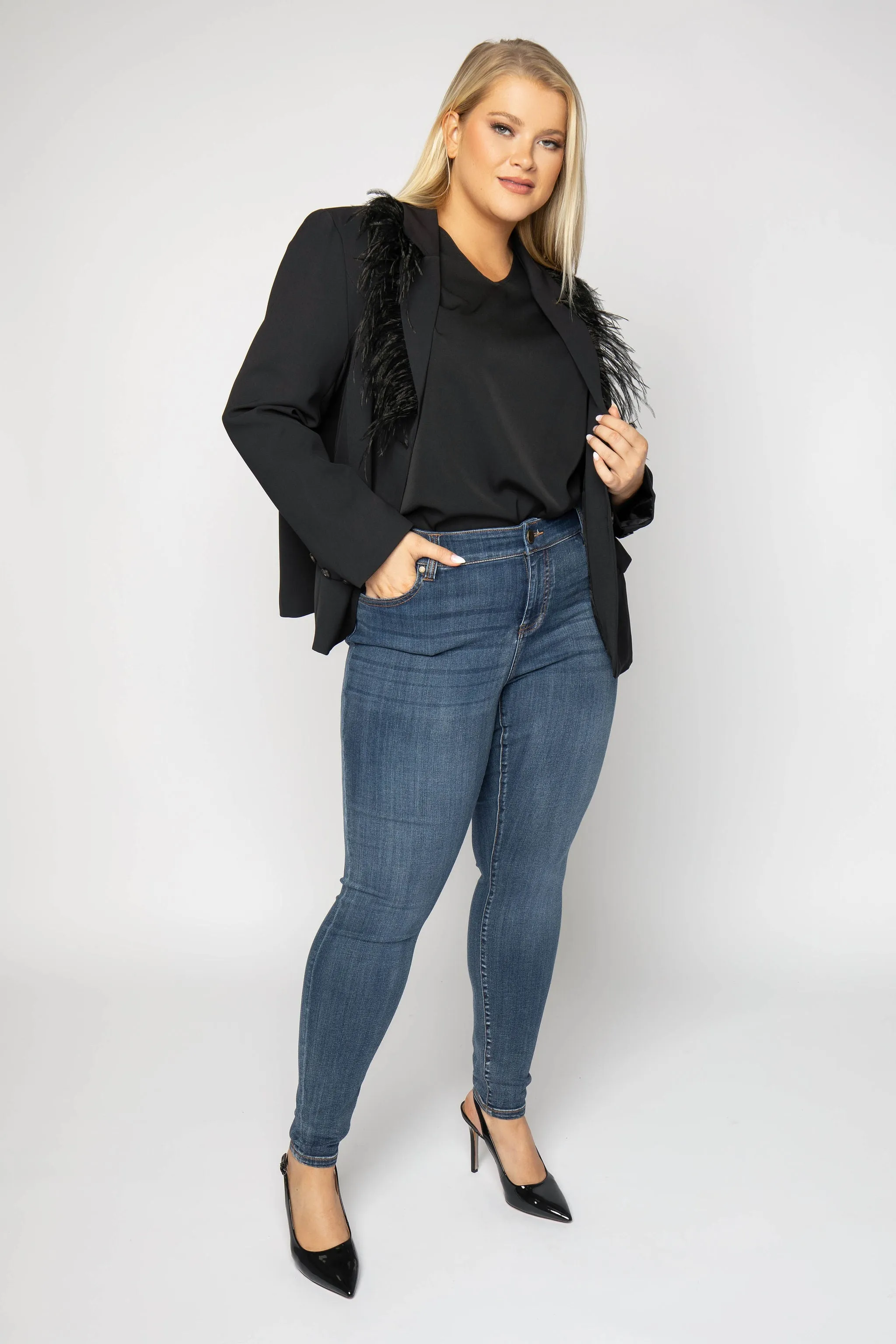 JANE FEATHERED BLAZER JACKET
