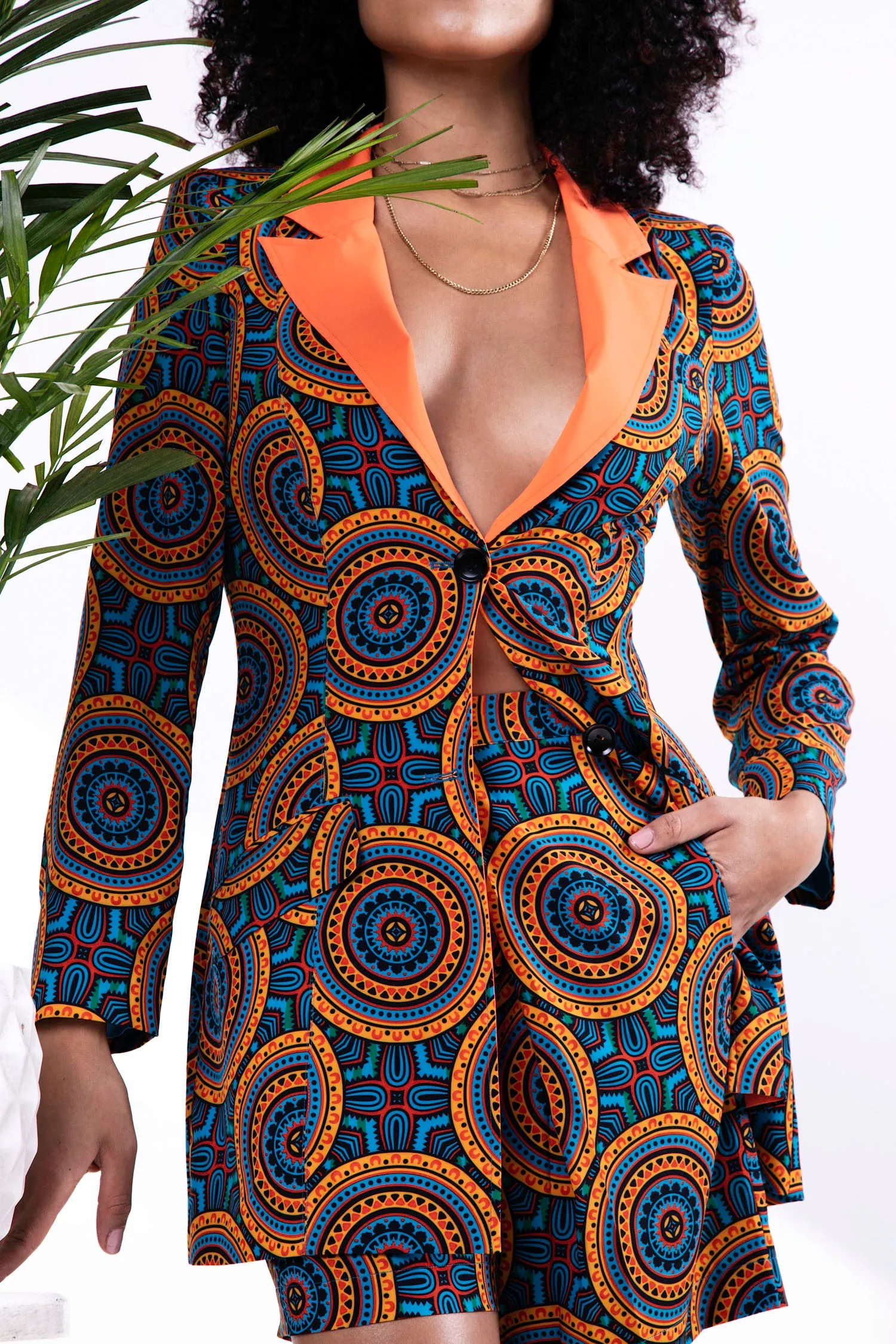 Kahindo Fiesta Tribal Print Tuxedo Jacket