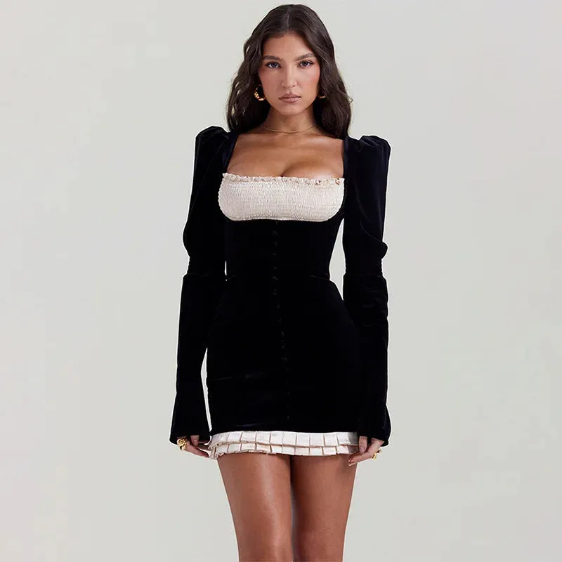 Lace SideWaist Wrap A-line Strapless Summer Backless Nightclub Party Mini Dress