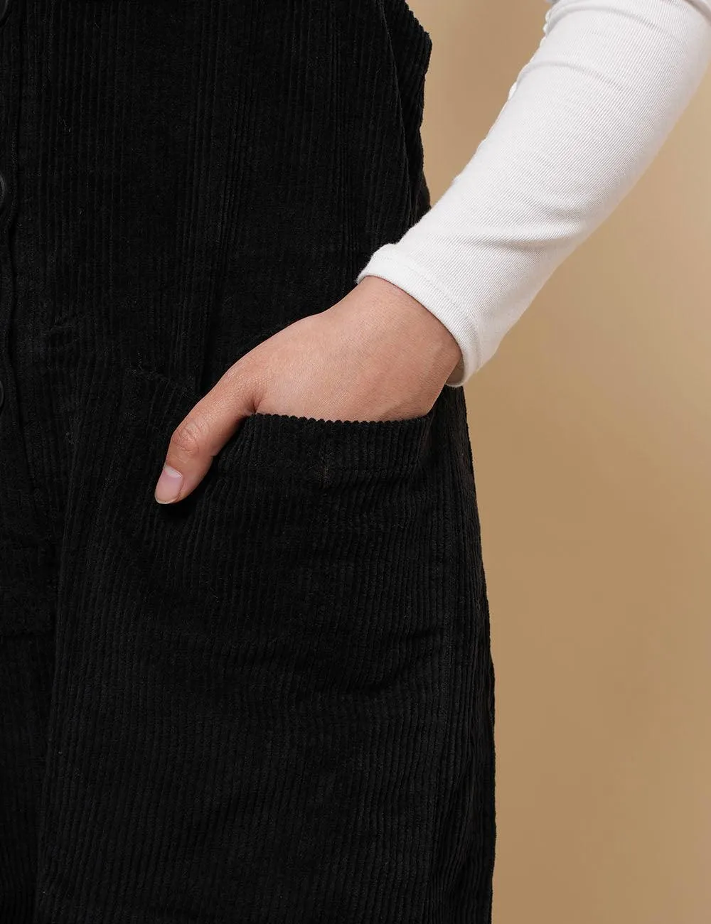 Ladies Pockets Corduroy Jumpsuit Strape Shoulder Overall SKJ4896
