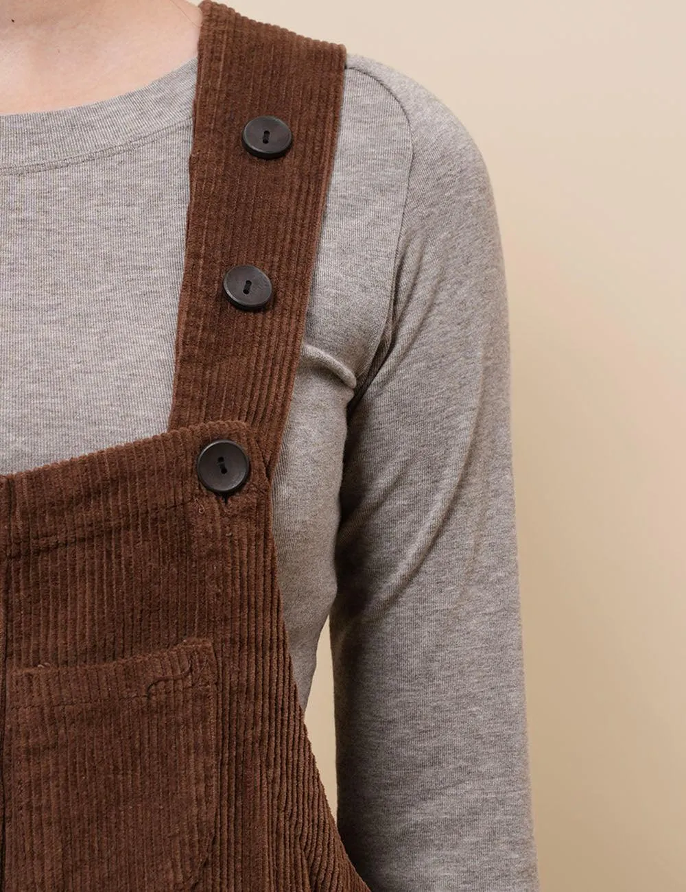 Ladies Pockets Corduroy Jumpsuit Strape Shoulder Overall SKJ4896