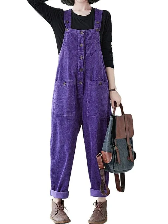 Ladies Pockets Corduroy Jumpsuit Strape Shoulder Overall SKJ4896