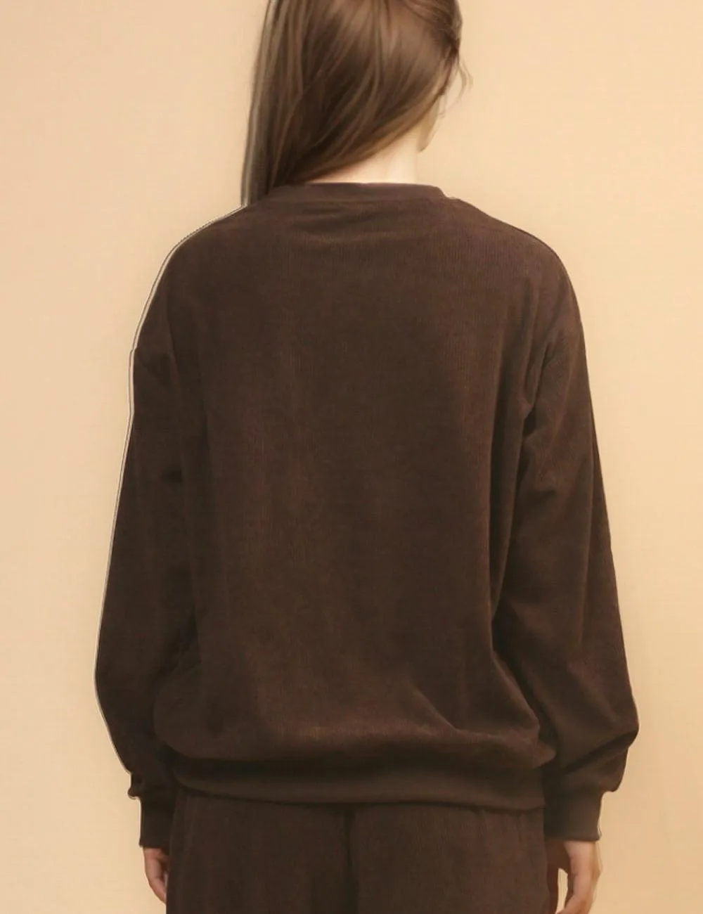 Ladies Solid Color Corduroy Pullover and Pants 2PCS Set SKST4711