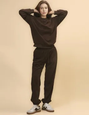 Ladies Solid Color Corduroy Pullover and Pants 2PCS Set SKST4711
