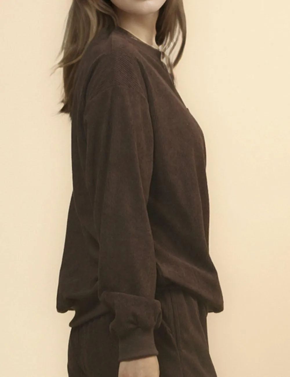 Ladies Solid Color Corduroy Pullover and Pants 2PCS Set SKST4711
