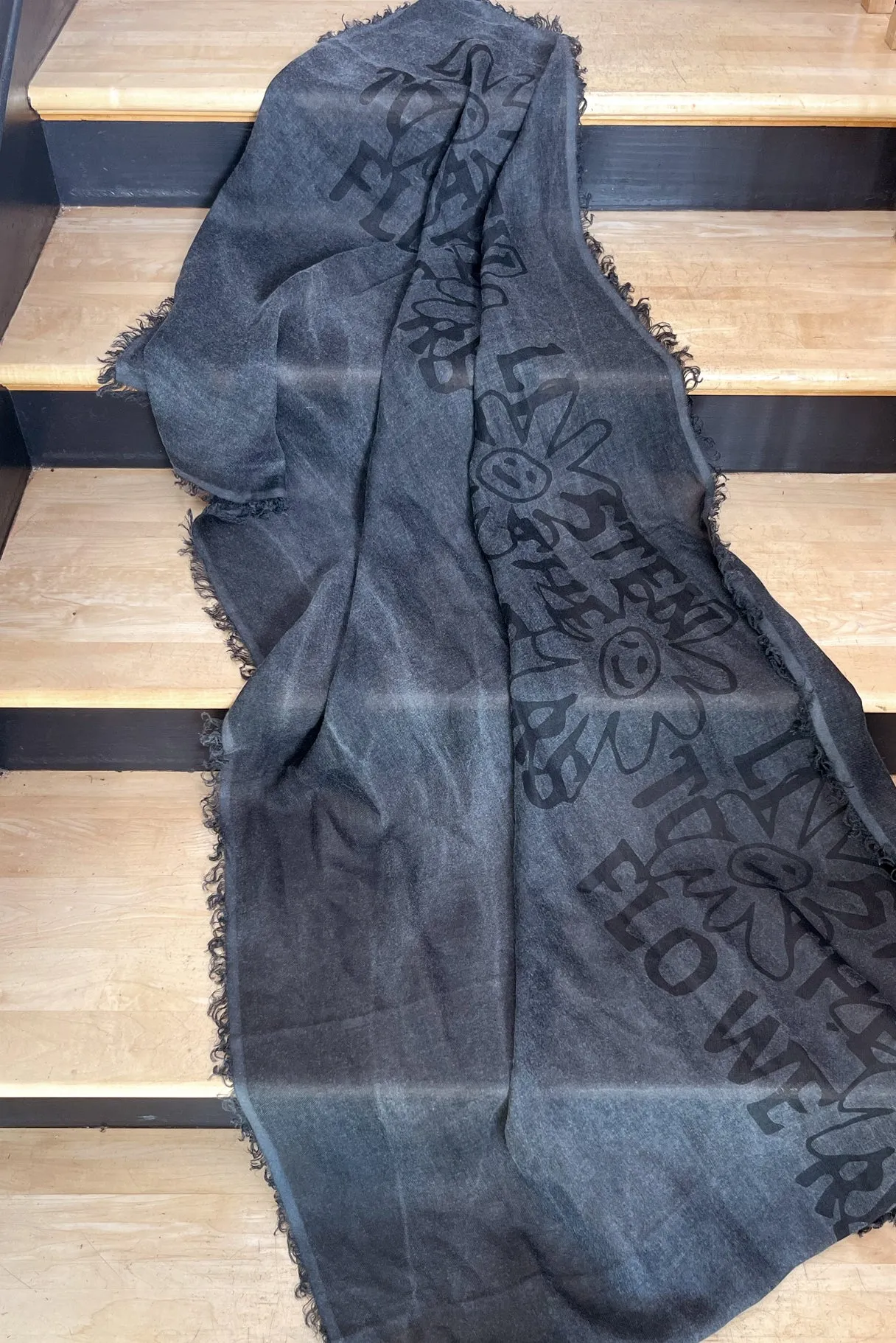 Listen Rectangle Scarf - Black