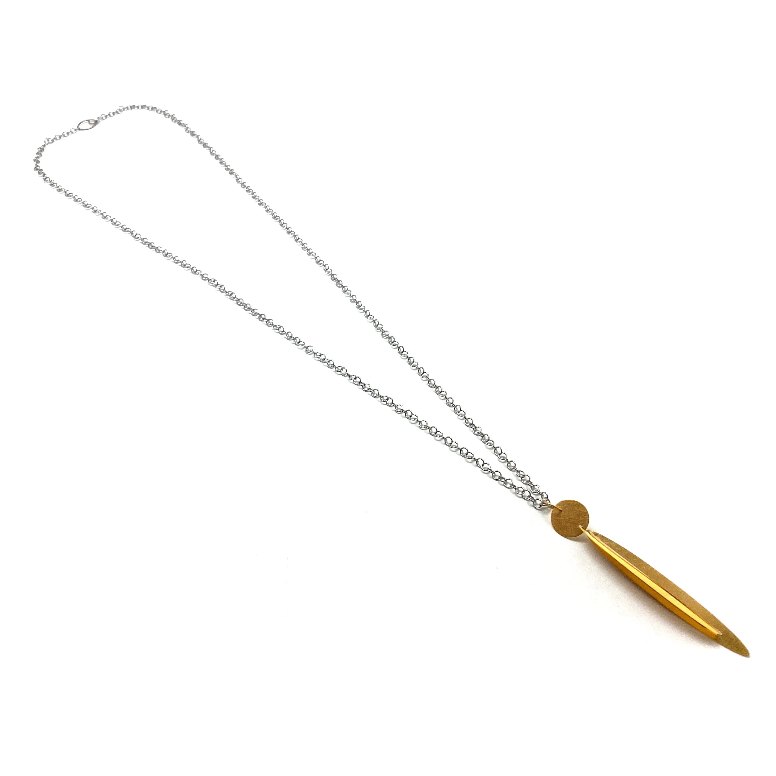 Long Gold Geometric Pendant Necklace