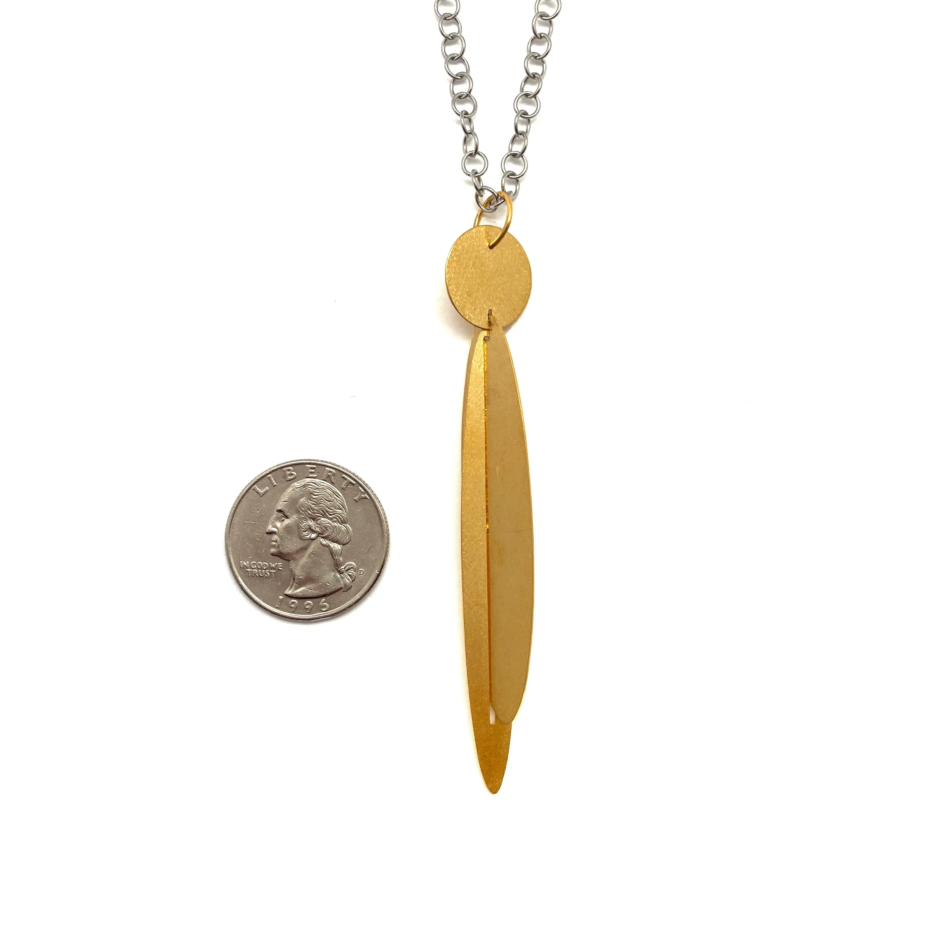 Long Gold Geometric Pendant Necklace