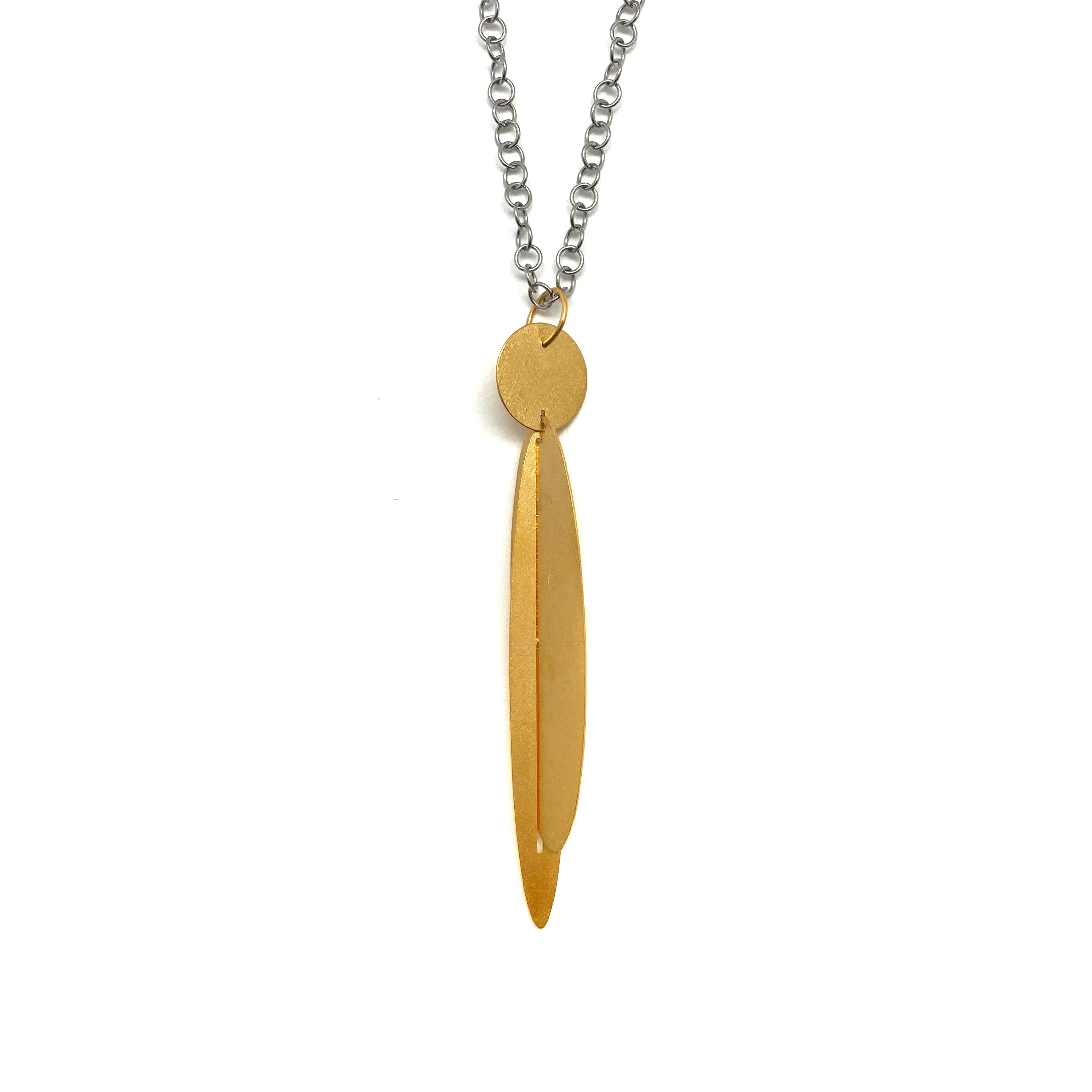 Long Gold Geometric Pendant Necklace