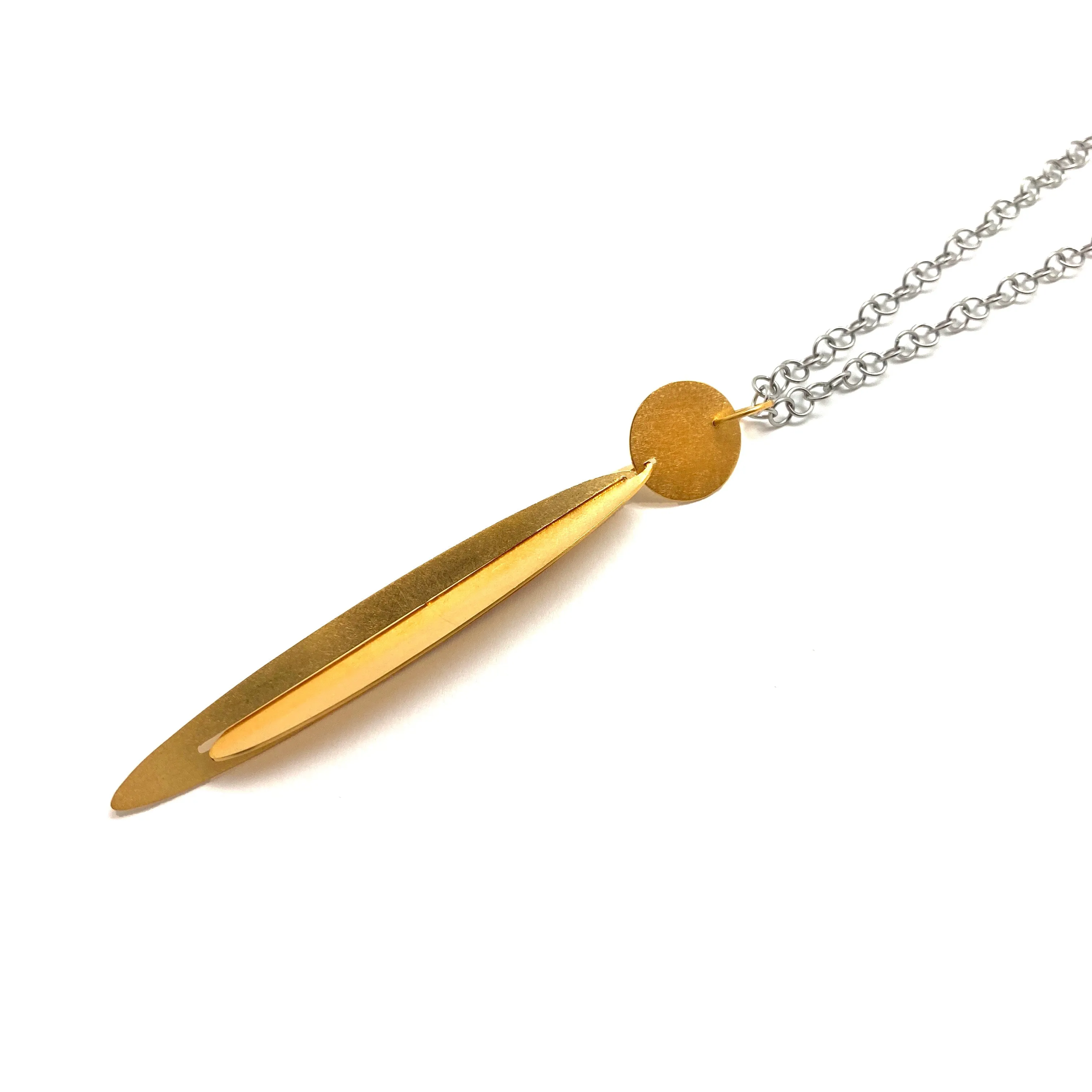 Long Gold Geometric Pendant Necklace