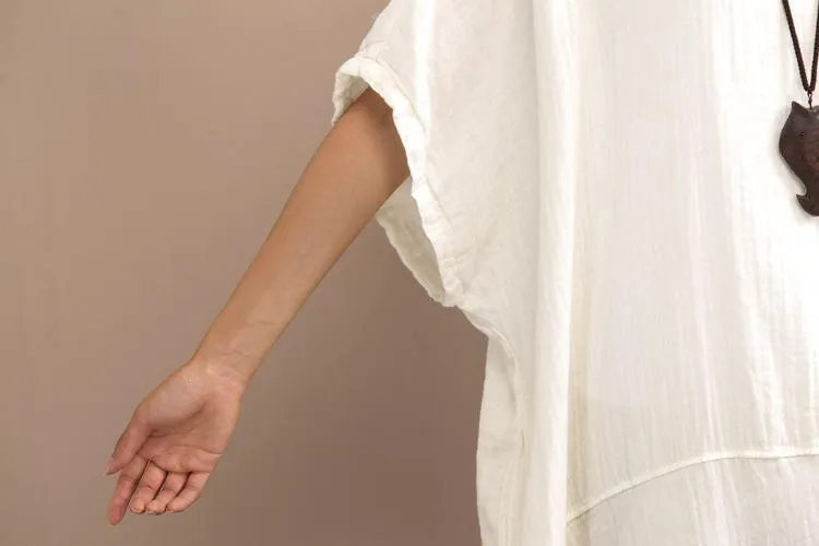 Loose Pure Colors Cotton Linen Maxi Dress  | Zen