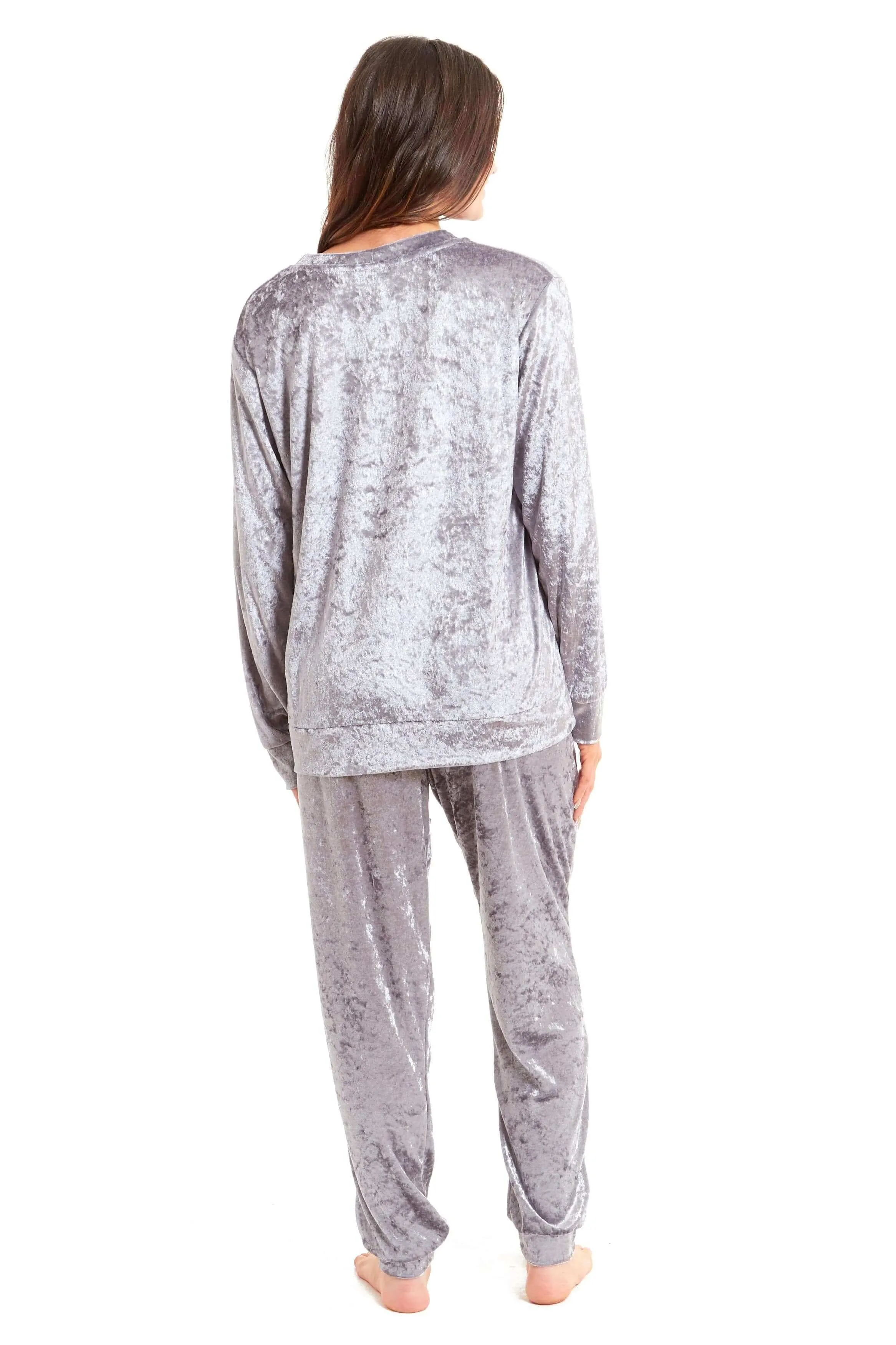 Luxurious Women's Soft Crushed Velvet Pyjama Set Comfortable Loungewear Stylish Nightwear with Elasticated Waistband Multiple Sizes Daisy Dreamer