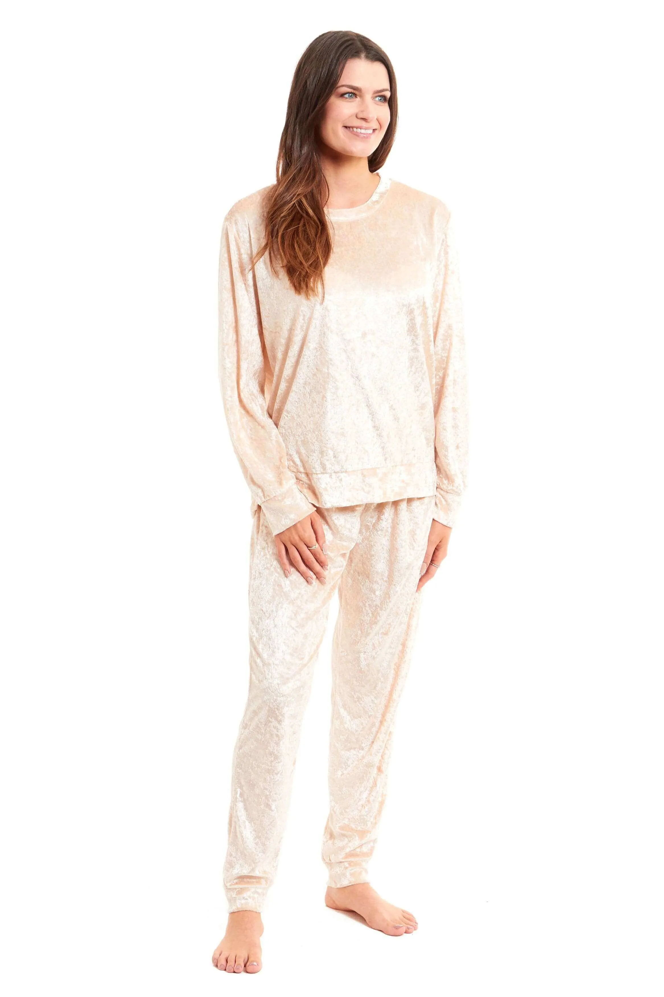 Luxurious Women's Soft Crushed Velvet Pyjama Set Comfortable Loungewear Stylish Nightwear with Elasticated Waistband Multiple Sizes Daisy Dreamer
