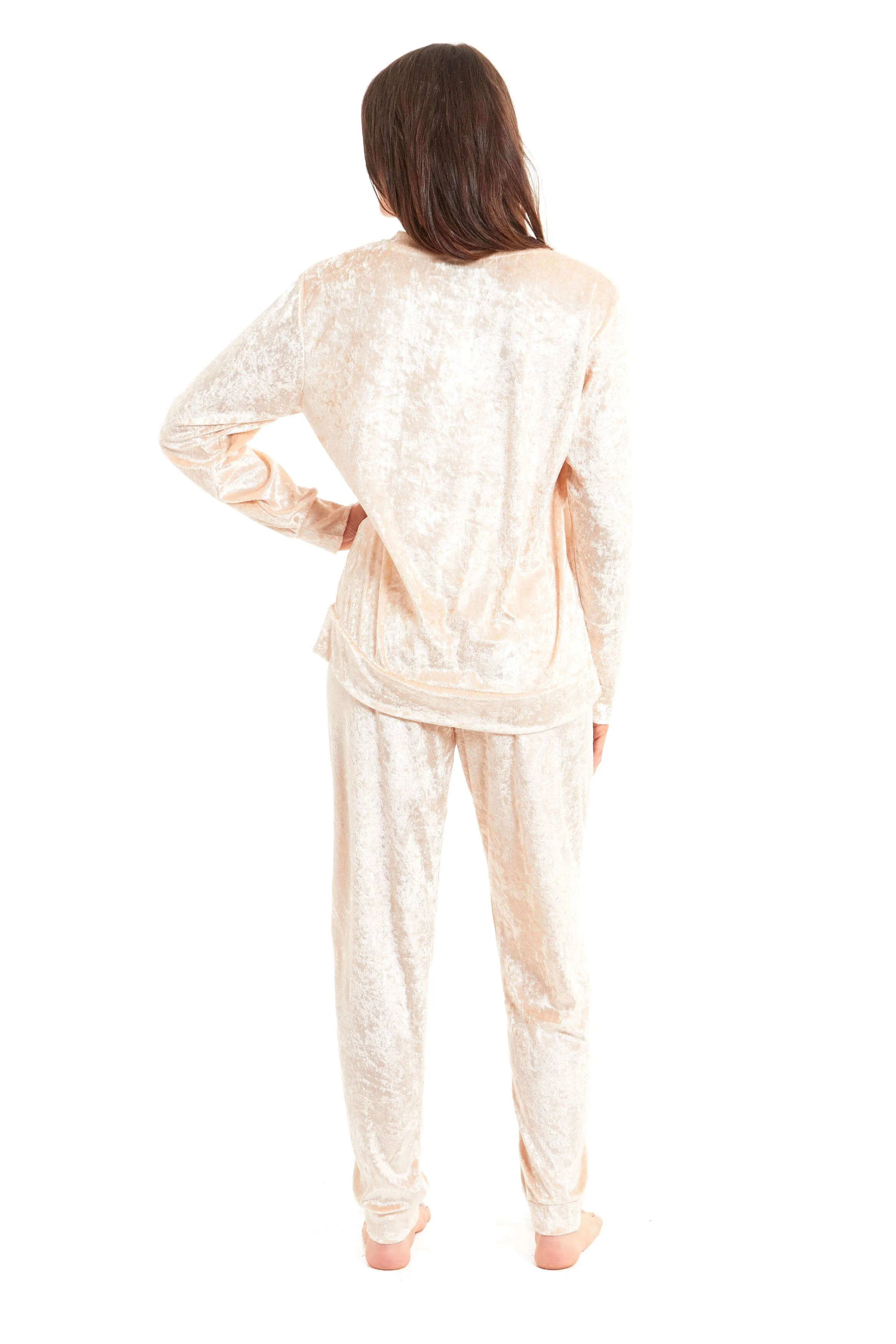 Luxurious Women's Soft Crushed Velvet Pyjama Set Comfortable Loungewear Stylish Nightwear with Elasticated Waistband Multiple Sizes Daisy Dreamer