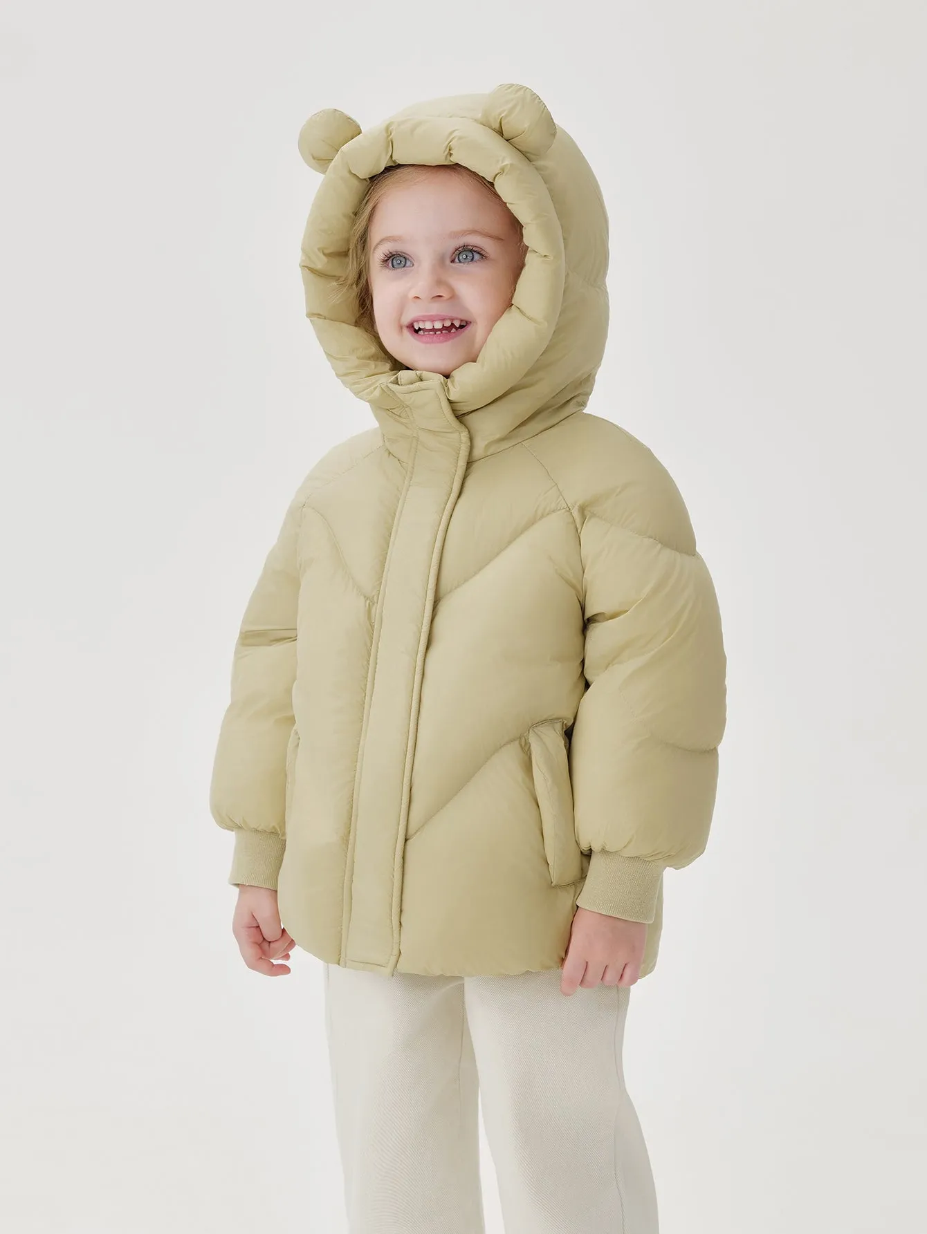MARC & JANIE Girls Ultralight Bear Ears Hooded Down Parka 241199