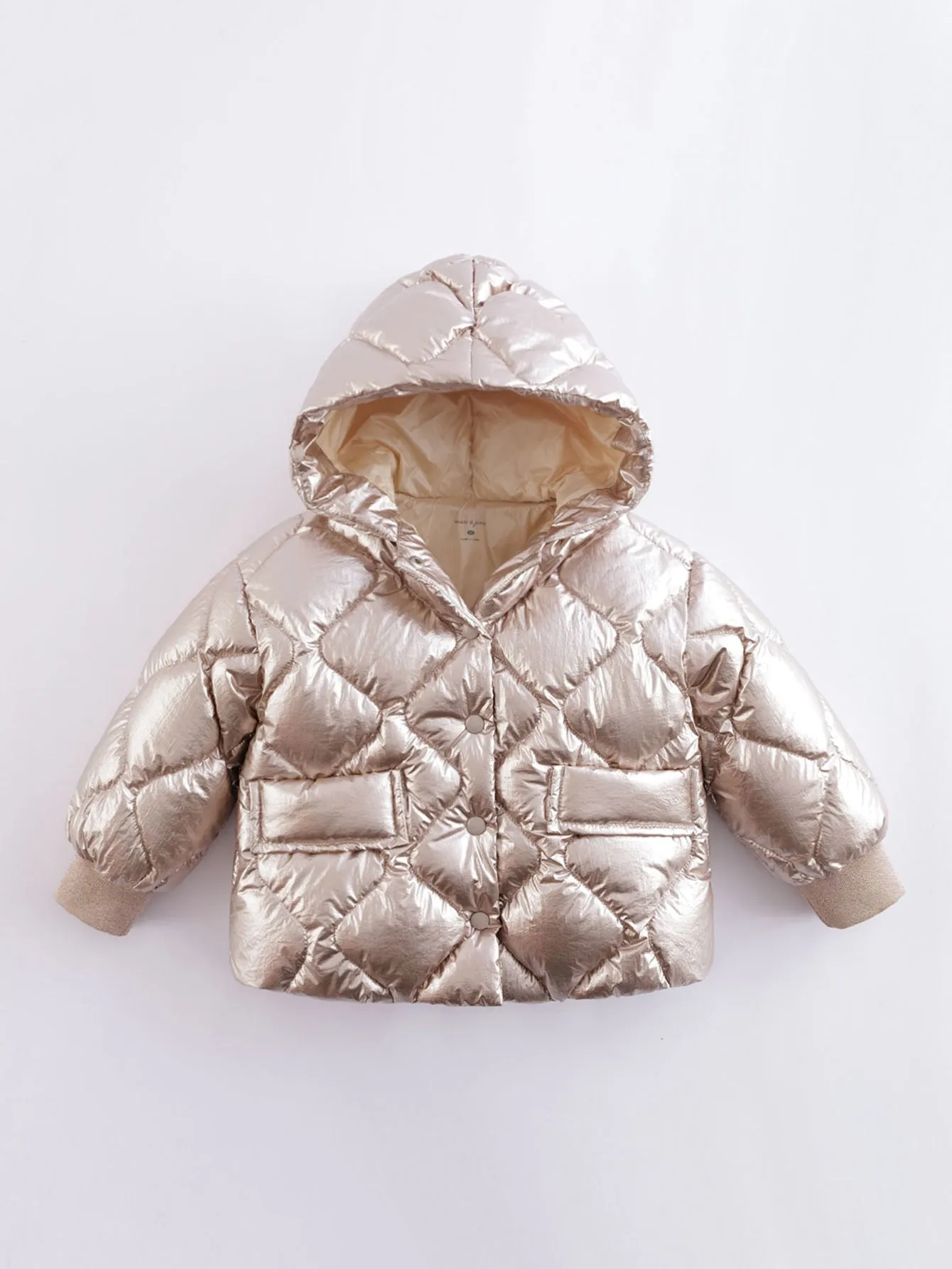 MARC & JANIE Girls Ultralight Metallic Hooded Down Parka 221661