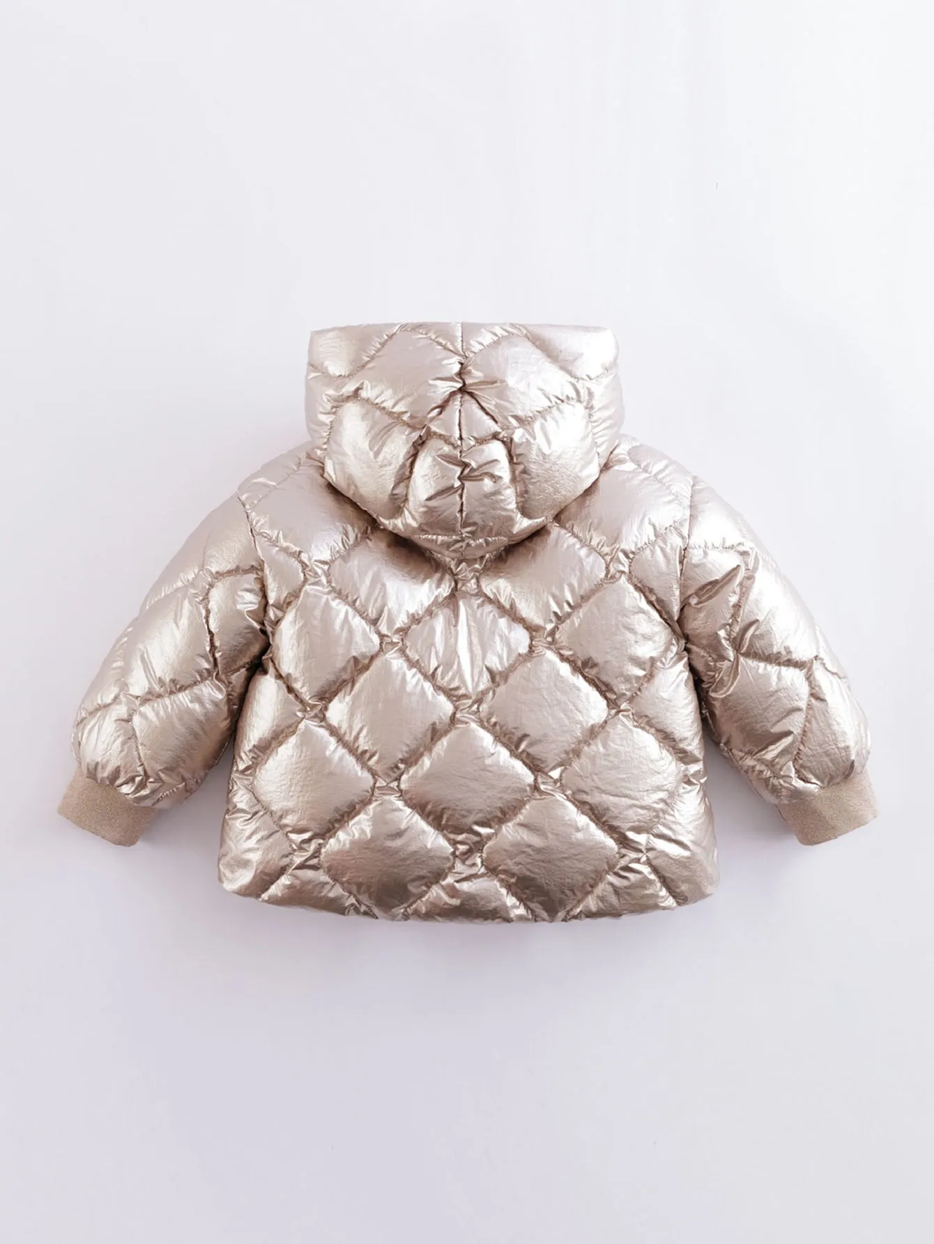 MARC & JANIE Girls Ultralight Metallic Hooded Down Parka 221661